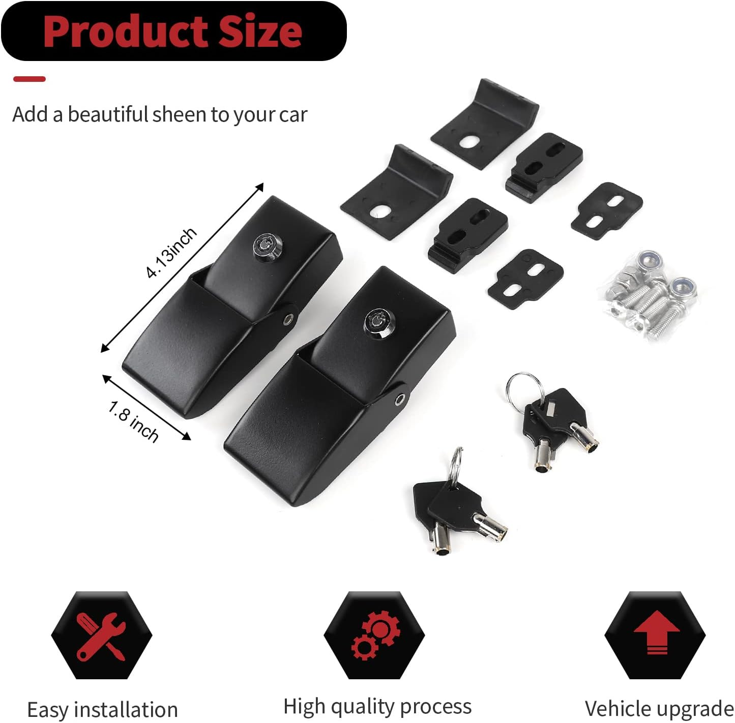 Stainless Steel Hood Latches Hood Lock Catch Latches Kit for Jeep Wrangler JK 2007-2017 (Black) - Hood Latches-Silver image number 7