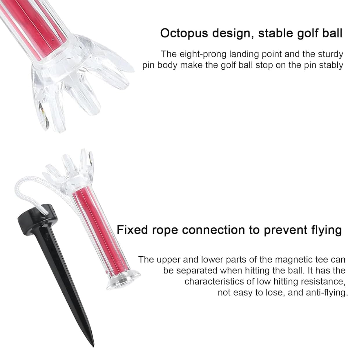 5 PCS Golf Ball Tees ，Magnetic Golf Tees 360&deg; Rotation,Magnetic Golf Tees, Golf Support Tees, Stable Long Golf Tees for Golfer Practice image number 4