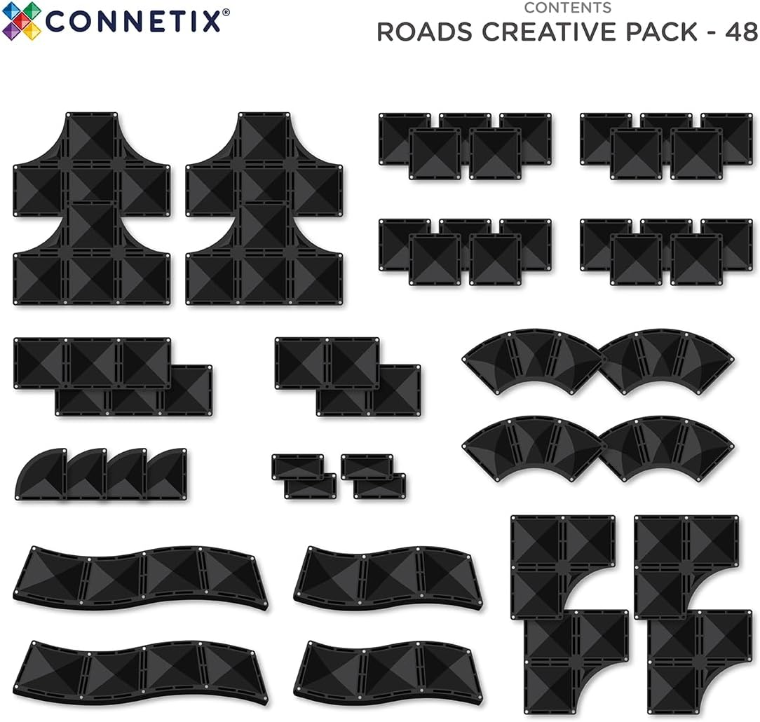 Connetix Magnetic Tiles Roads Creative Pack, 48 Pieces image number 3