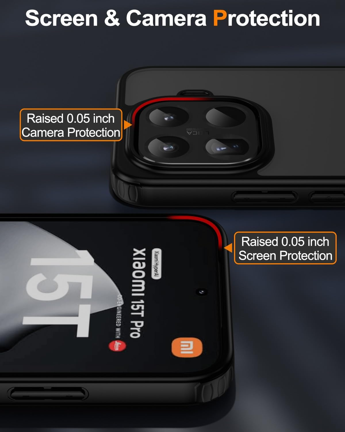 ZHMECOCASE Case for Xiaomi 15T Pro &ndash; [Matte Translucent] [Military-Grade Protection] [Ultra-Slim Hybrid Design] Shockproof Phone Cover (Black) image number 5