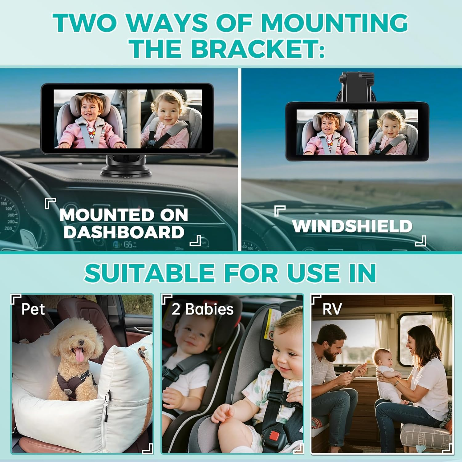 Baby Car Camera for 2 Kids,6.9" Large HD Display Dual Channel Baby Monitor, 1080P IR Night Vision Car Seat Camera,Facing View Ideal for Kids and Pet Safety,Newborn Essentials & Baby Shower Gifts image number 1