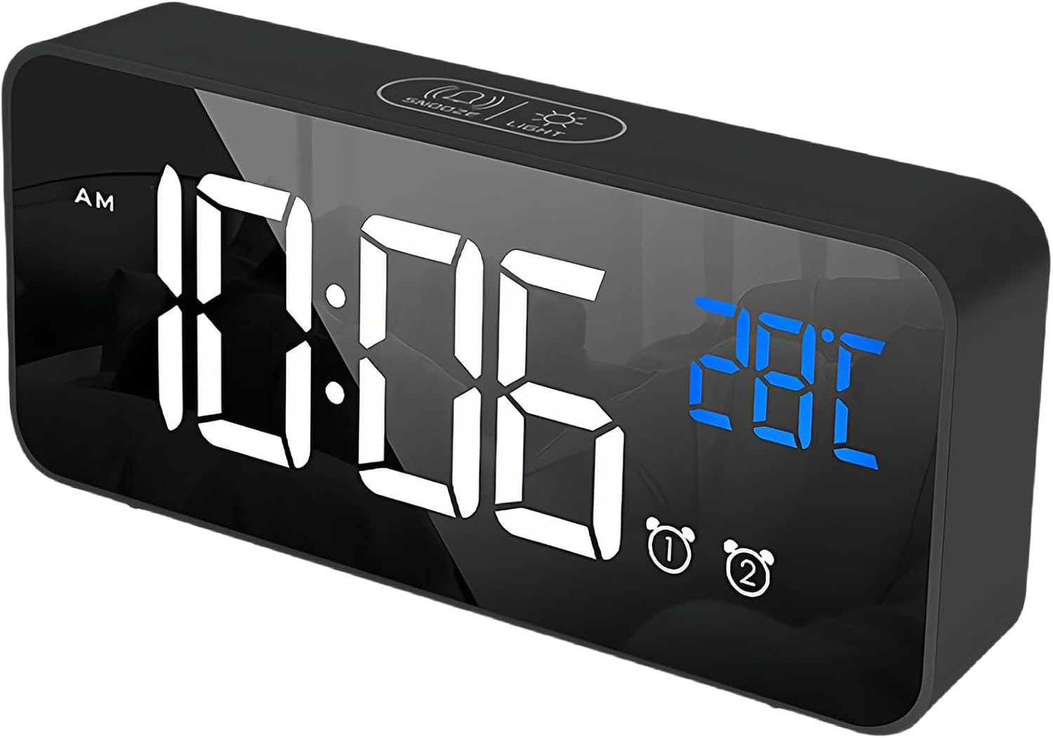 Lecoirrax Upgraded Digital Alarm Clock, Bedside Digital Clock for Kid Adult, Large LED Clock, Snooze, Temperature, 4-Level Brightness, 12/24H, 13 Music USB Rechargeable Clock for Bedroom Office(Black)