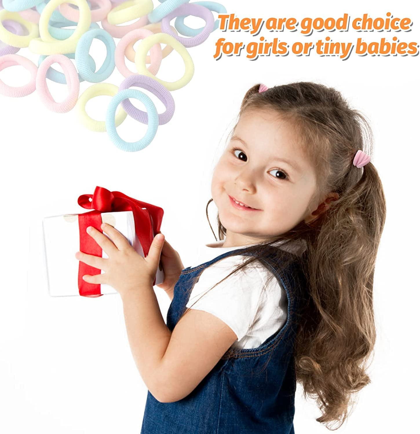 100 Pieces Candy Colors Hairbands,Baby Elastics Hair Ties,Mini Hairbands for Baby Kids and Girl Kids image number 3