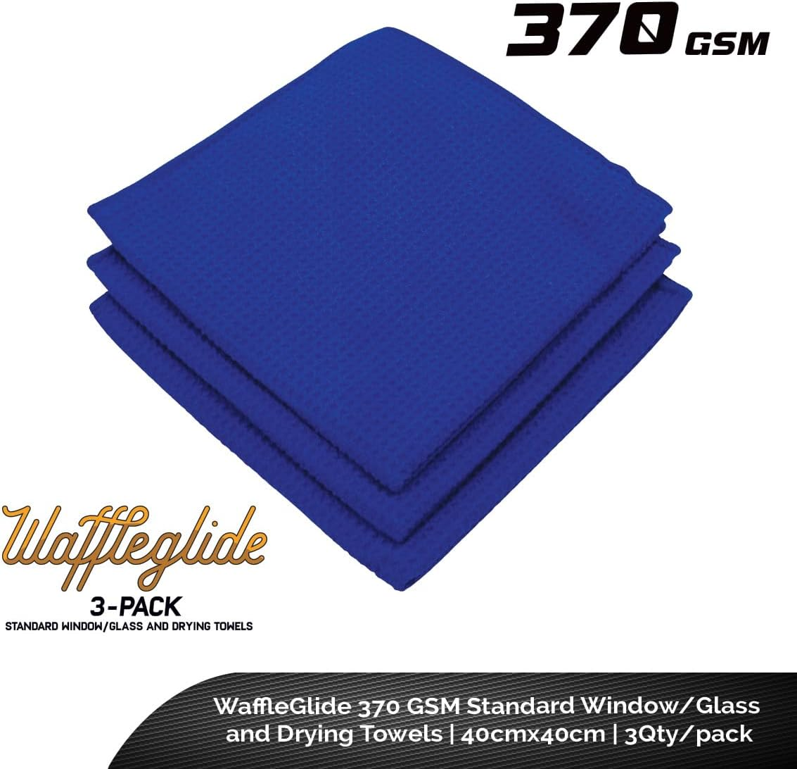 Cobra WRAP TOOLS Waffleglide Standard Window Drying Towels - 370 GSM - Fast Drying & Lint Free - Super Absorbent Polyester Cloths for Cleaning Windows, Mirrors & Glass Surfaces | (40X40 Cm, 3 Pcs) image number 1