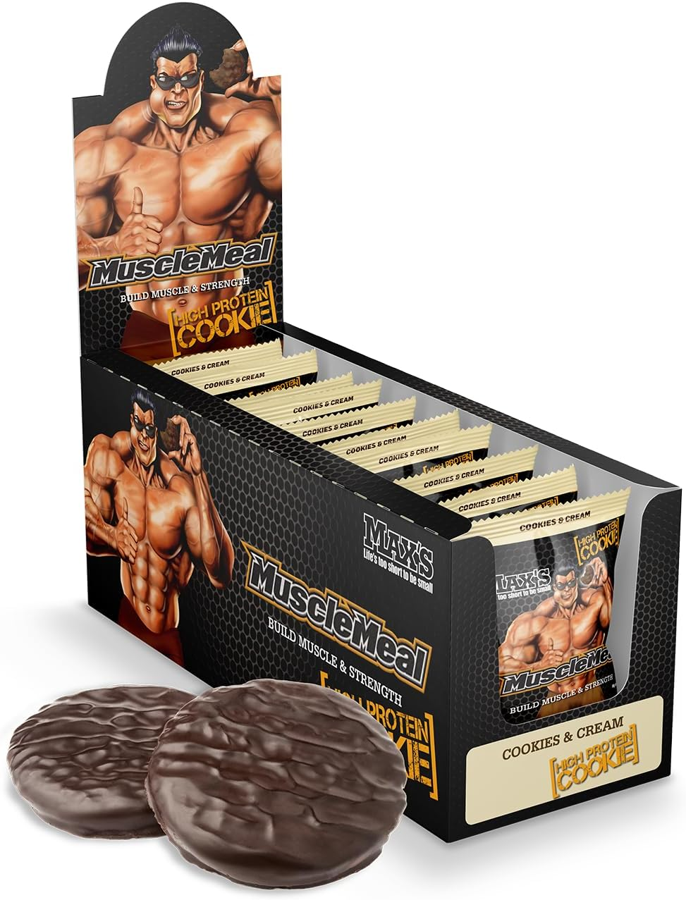 Maxs Cookies and Cream Muscle Meal Cookie 12 X 90G image number 2