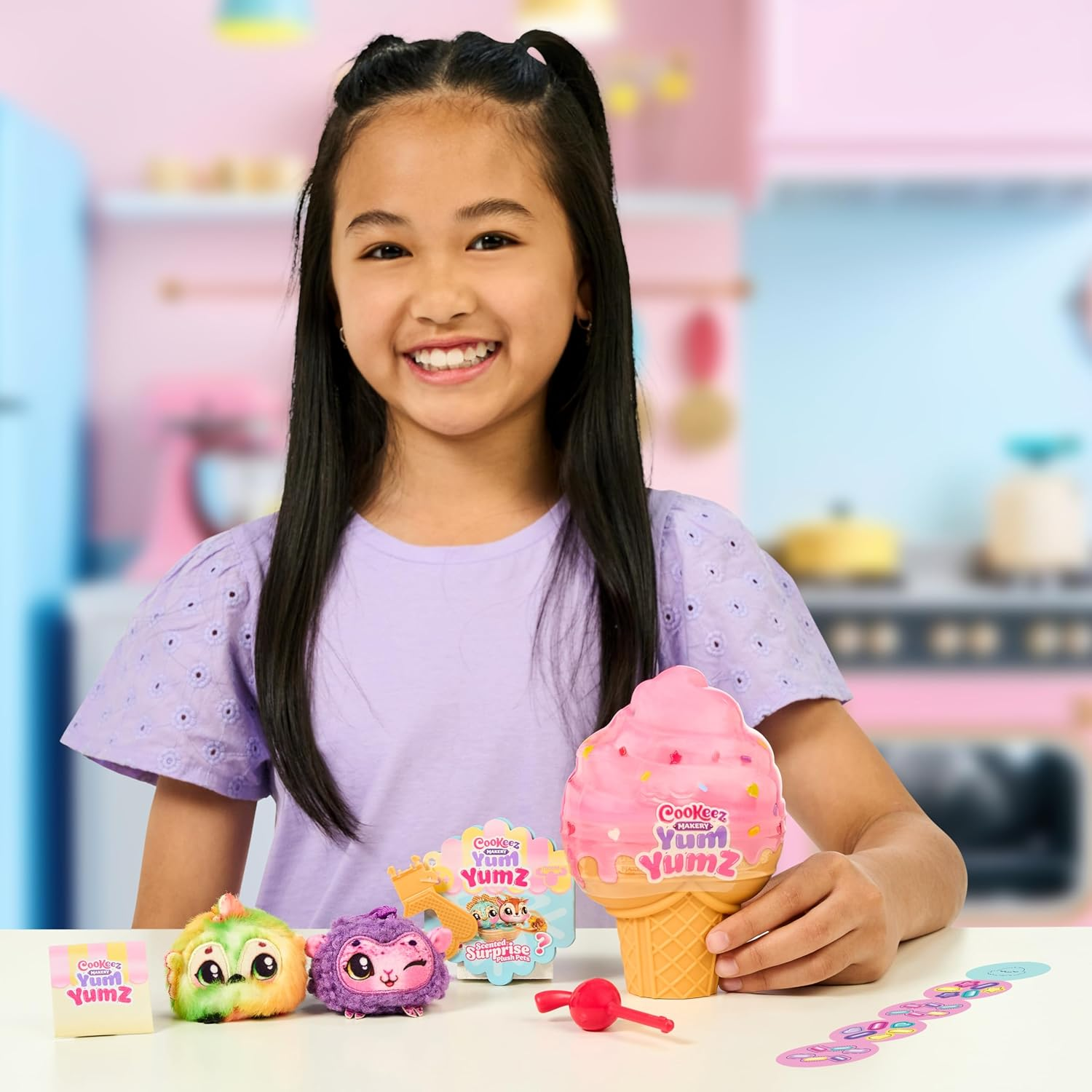 Cookeez Makery Yum Yumz Twin Pack, Full of Fun and Full of Yum! Add Ingredients & Discover 2 Super-Cute Scented Surprise Plush Pets inside an Ice Cream Cone You Can Customize, over 30 to Collect image number 1