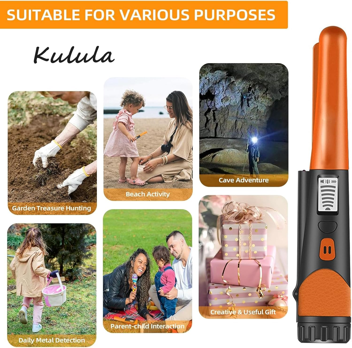 Hand Metal Detector, High Sensitivity Metal Detector with LCD Display&Belt Holster,360&deg;Scanning,All Metal Finder Locating Gold Coin Silver Jewelry Waterproof image number 3