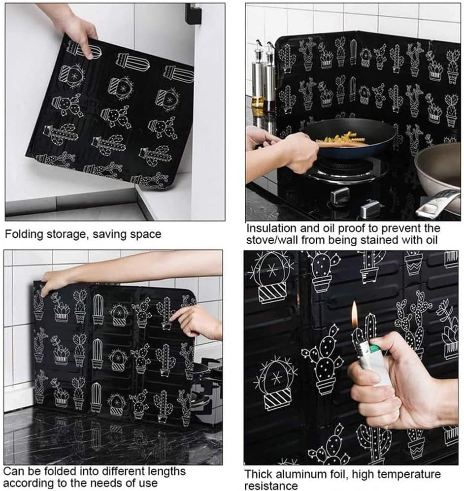 White Kitchen Oil Splash Guard Wall Foil Protector Stove Cover Removable Baffle Screen image number 5