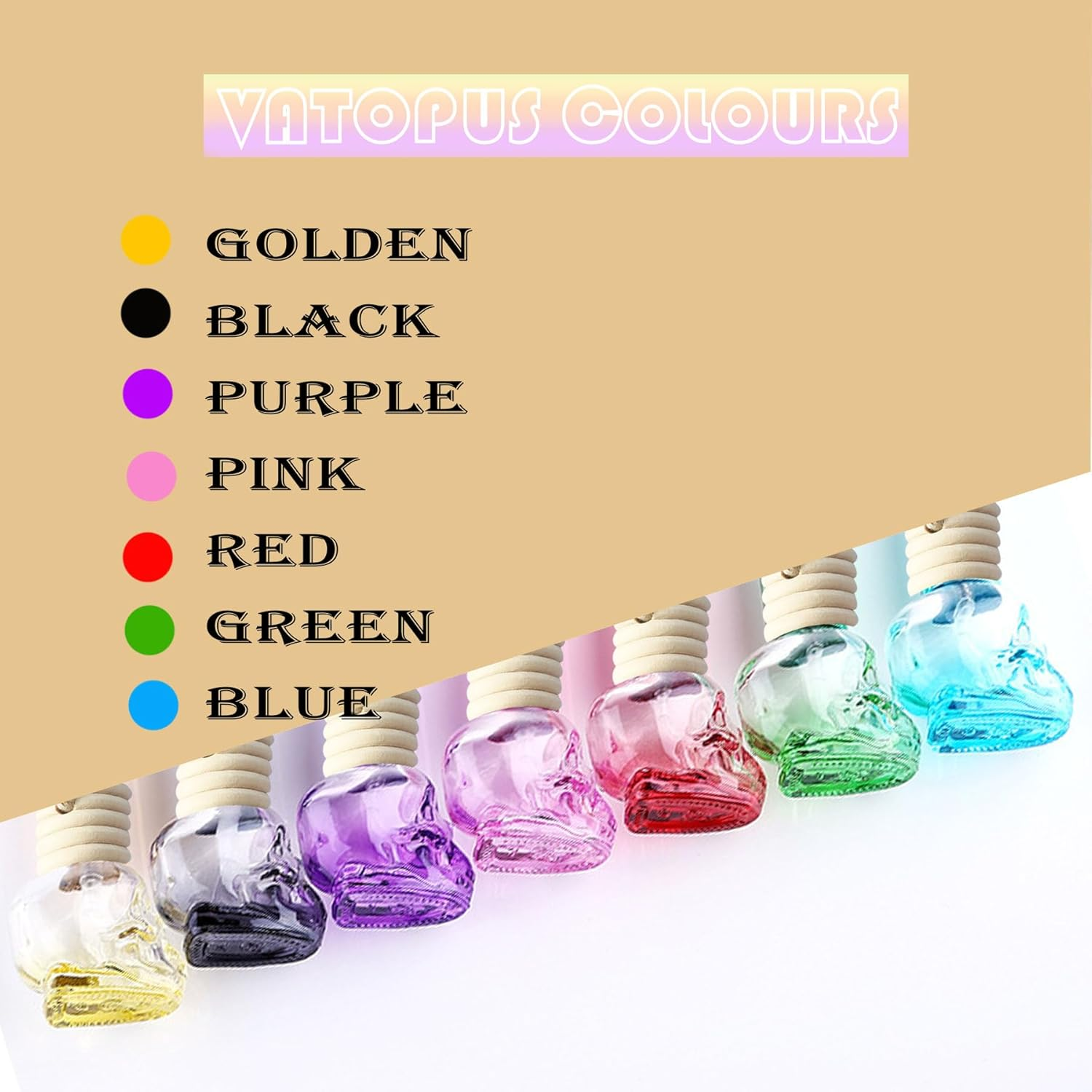 7 PCS Mini 10Ml Colors Skull Perfume Bottle for Car Air Freshener Pendant Essential Diffuser Oil Fragrance Aromatherapy Empty Bottle Decor &hellip;