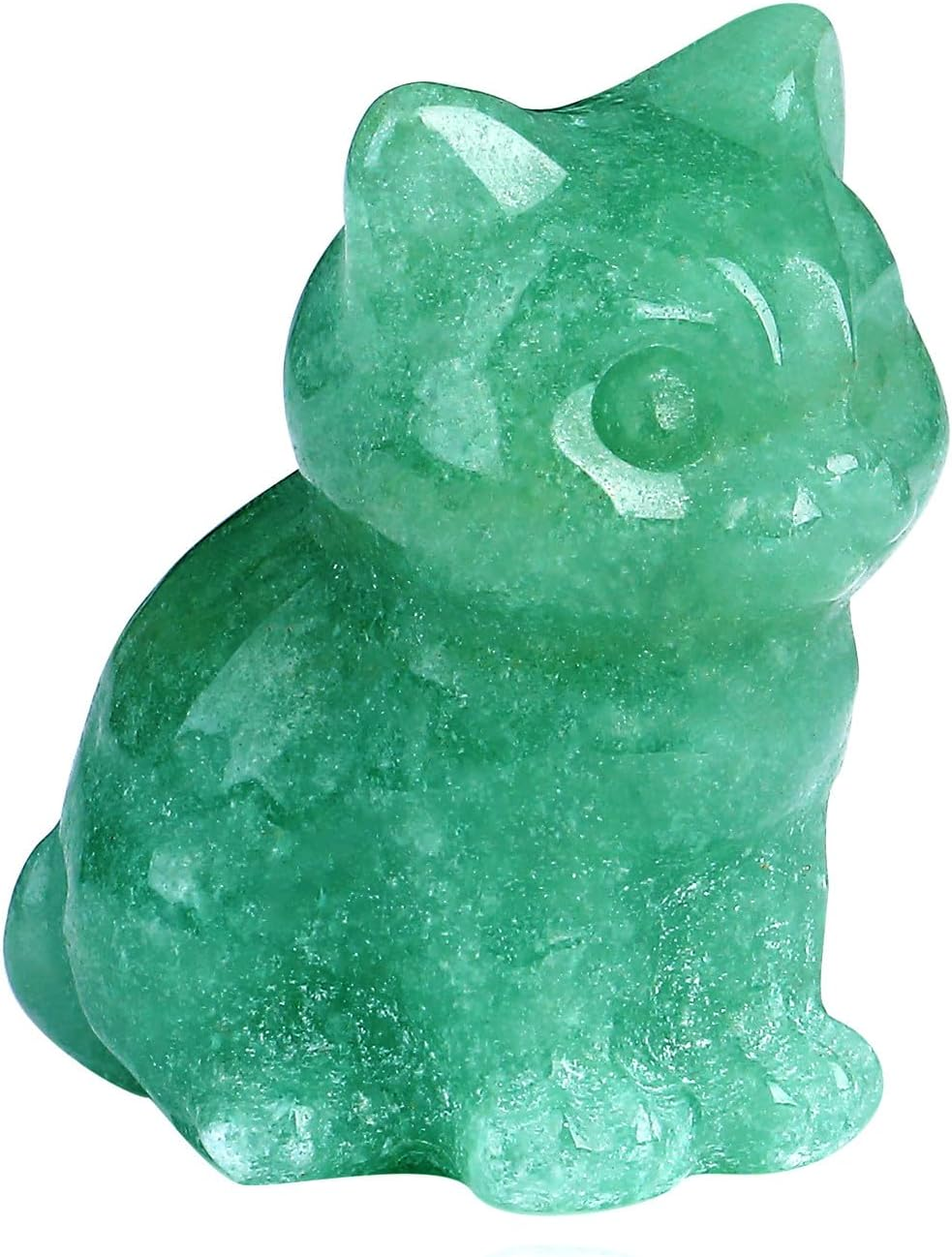 QINJIEJIE Strawberry Quartz Cat Crystals Figurines Carved Stone Healing Crystal Gemstone Sculpture Home Office Decoration Sitting Cat Statue Gifts for Women