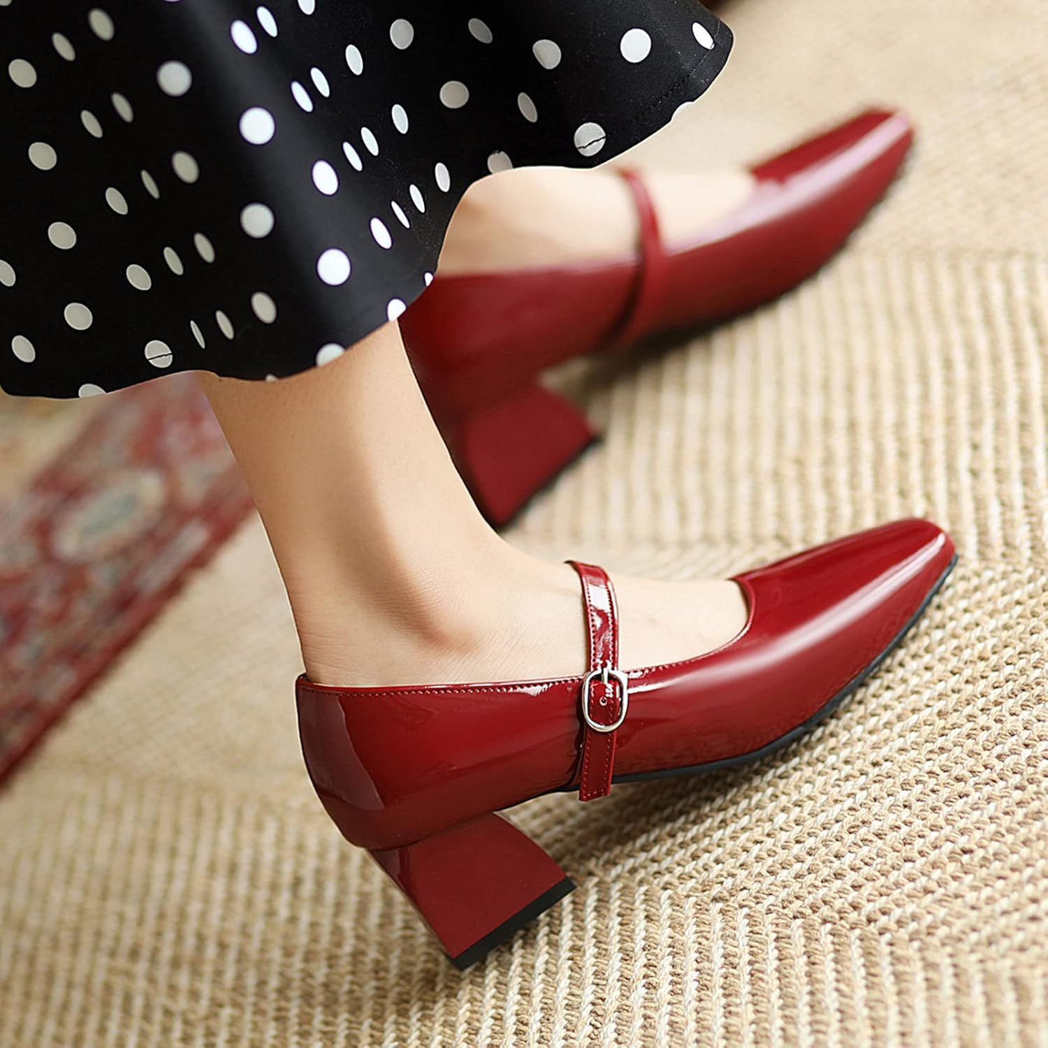 Onewus Women Casual Pumps with Mid Chunky Heel image number 6