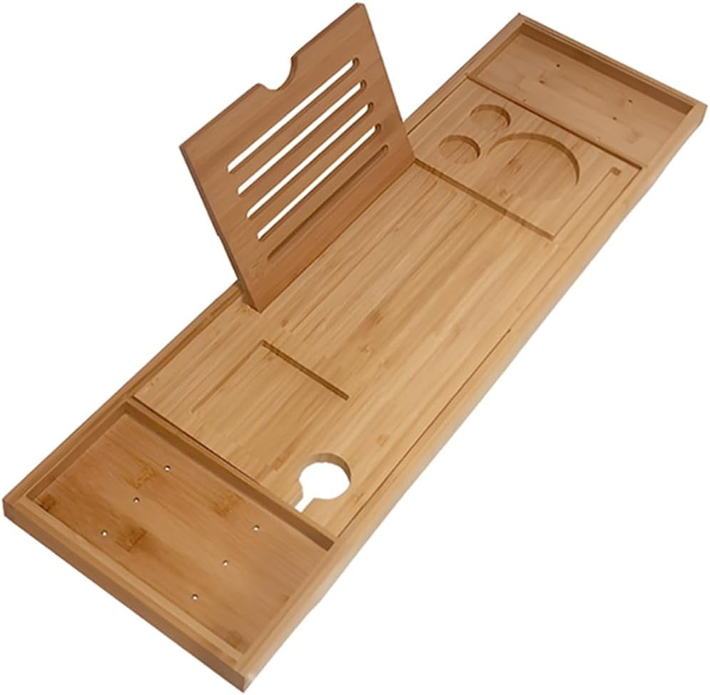 Bath Caddy Tray for Bathtub, Expandable Baths Tray, Bathtubs Caddy Tray, Adjustable Bamboo Bathtubs Tray for Books, Tablets, Wine Glasses, and Candles, Perfect for Relaxing Baths image number 6