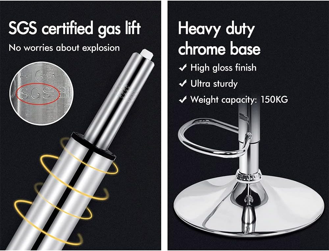 ALFORDSON Bar Stool 2Pcs Adjustable Kitchen Stools Willa Swivel Counter Barstools Black & Grey Dining Chair in 62-84Cm Seat Height with Anti-Slip Floor Protector for Home Bar Dining Room - 2 X Willa Black  Grey image number 3