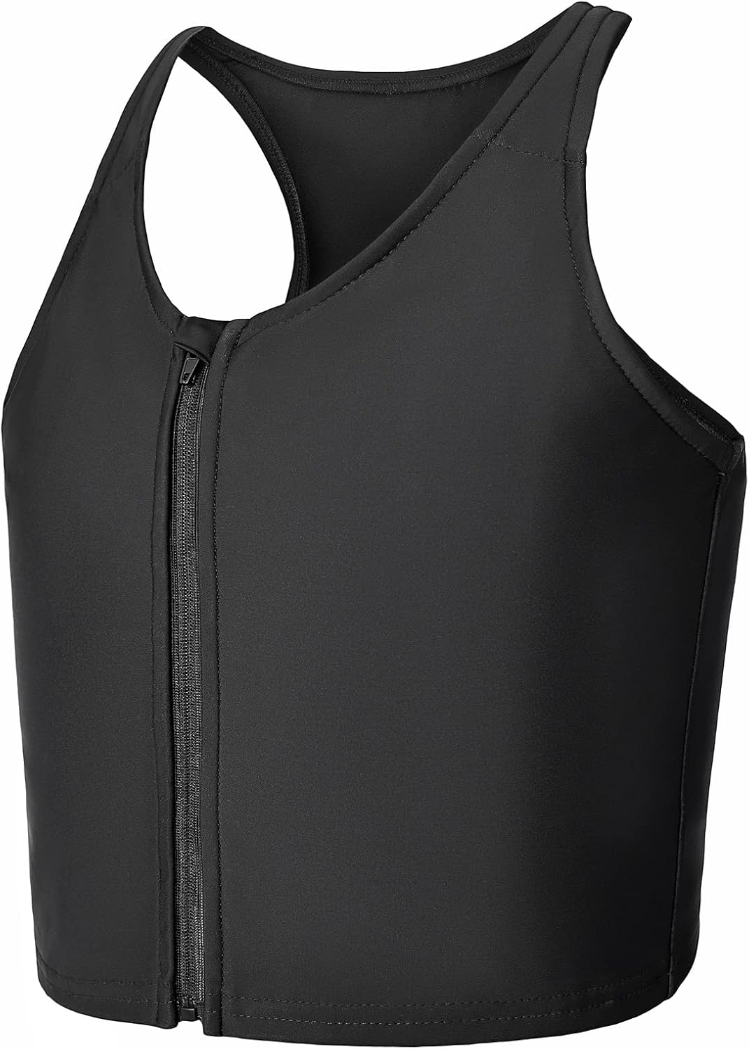 Wonababi Chest Binder, Transgender Stuff with Zipper Half Flat Tank Top for Gynecomastia Cosplay FTM Binder Bra