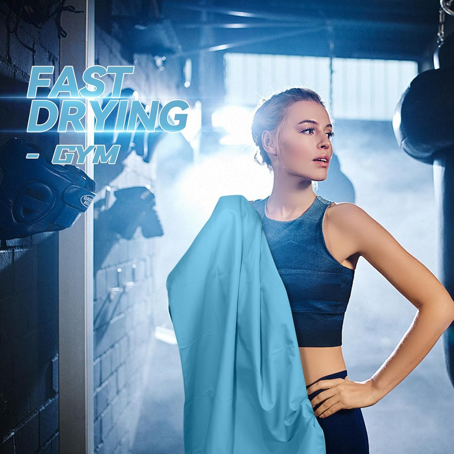 Microfiber Beach Towel-Perfect for Travel, Sports, Camping, Swimming, Yoga, Gym- Quick Dry, Sand Free, Compact, Lightweight, Absorbent (Blue, Large (160X90Cm, 63X35&rdquo;)) image number 2