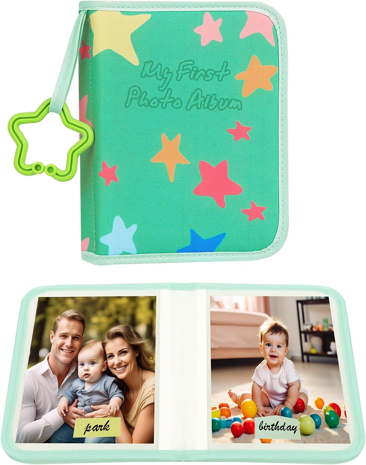 Baby'S My First Photo Album for Baby Holds 21 4X6 Photos, Baby Photo Album Soft Cloth Family Book, My First Family Album for 4X6 Baby Shower Kids Toddlers Family Pictures, Toddler Photo Album (White)