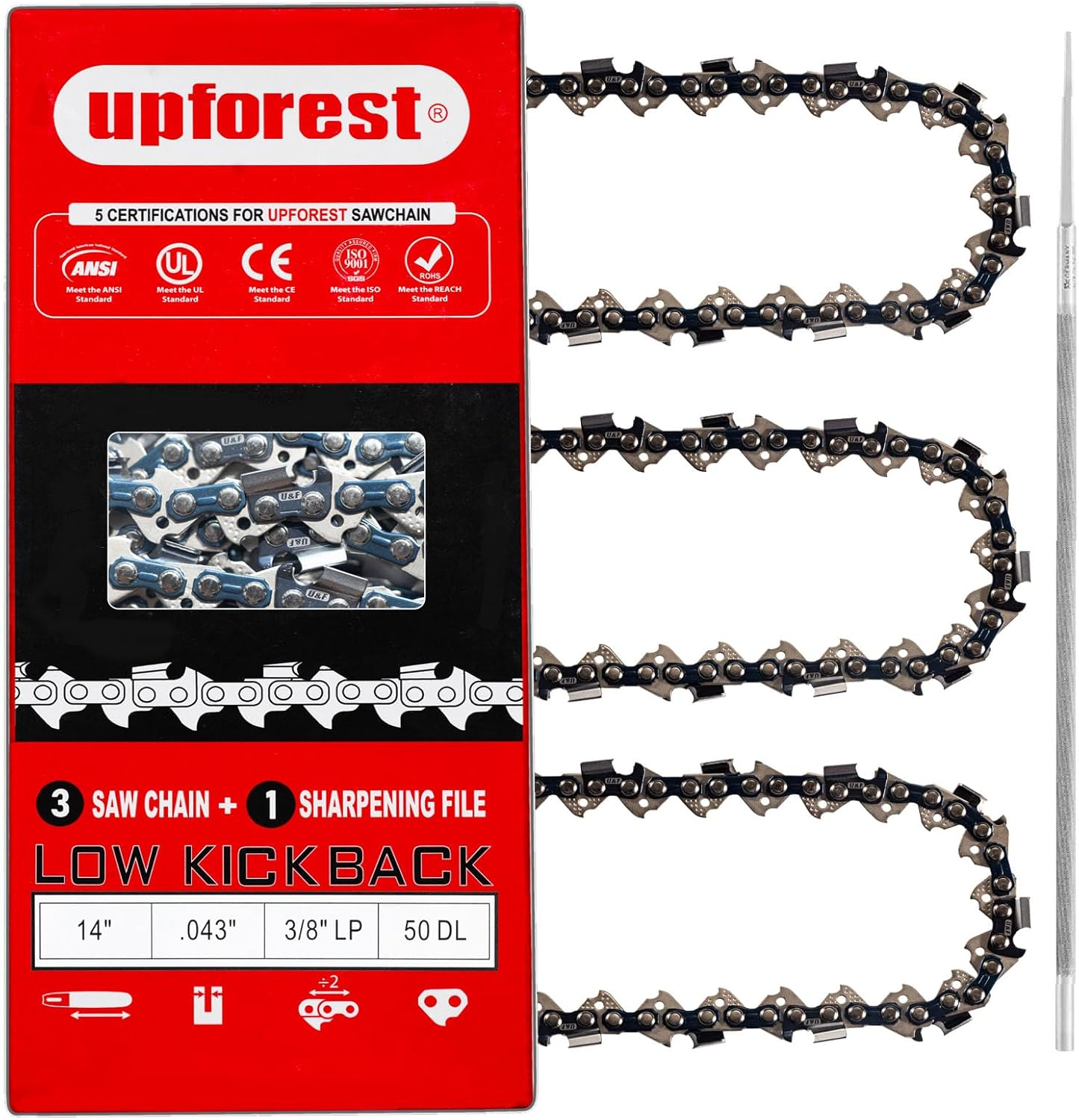 4 Inch Chainsaw Chain 1/4" Pitch-.043" Gauge 28 Drive Links (40MTPX28) image number 1