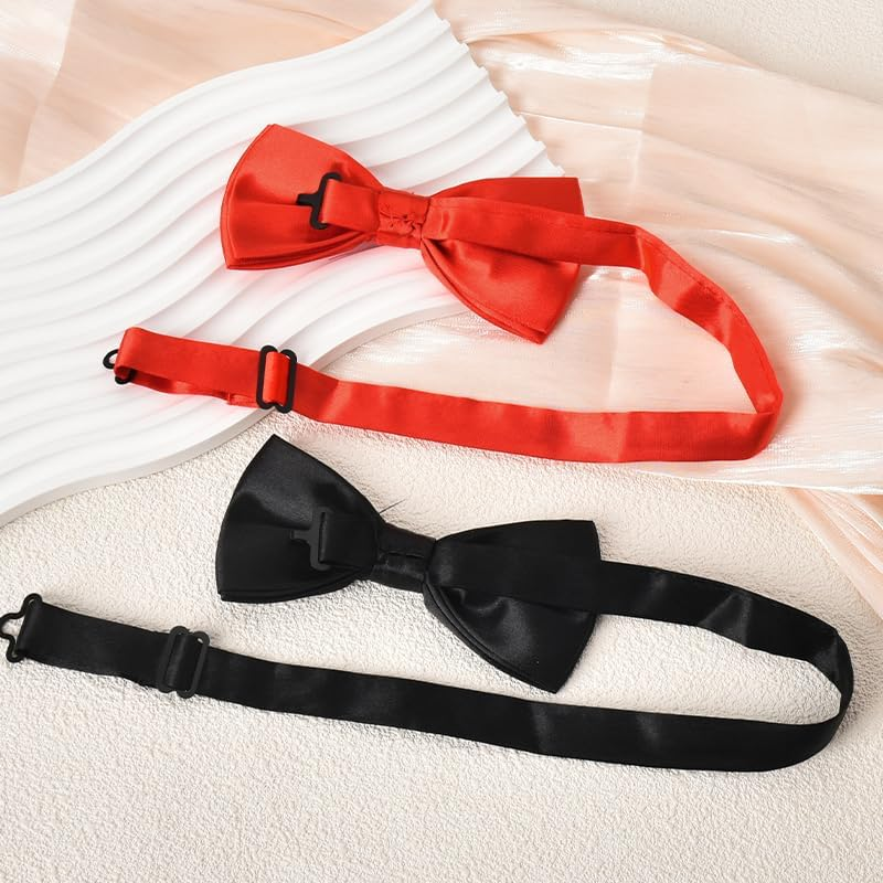 Pre-Tied Bow Tie Adjustable Bowtie for Men Formal Necktie Tuxedo Bow Ties for Men Pre Tied Bow Tie Set 2Pcs Bowknot Ties Birthday Wedding Suit Accessories image number 1