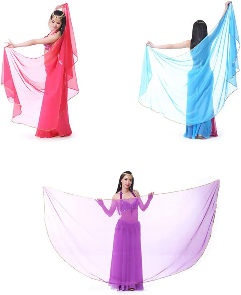 Calcifer 250Cmx120Cm Chiffon Semicircle Belly Dance Scarf Veils Accessories for Women Professional Dancer image number 6