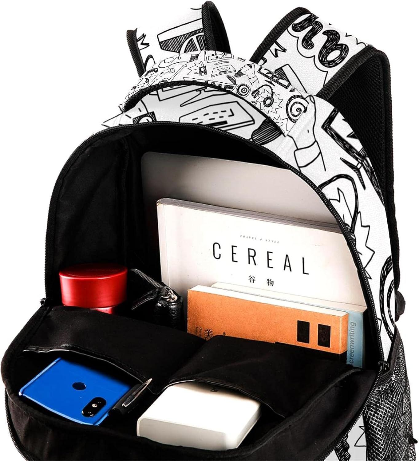 Computer Games Doodles Backpack Students Shoulder Bags Travel Bag College School Tote Backpacks image number 4