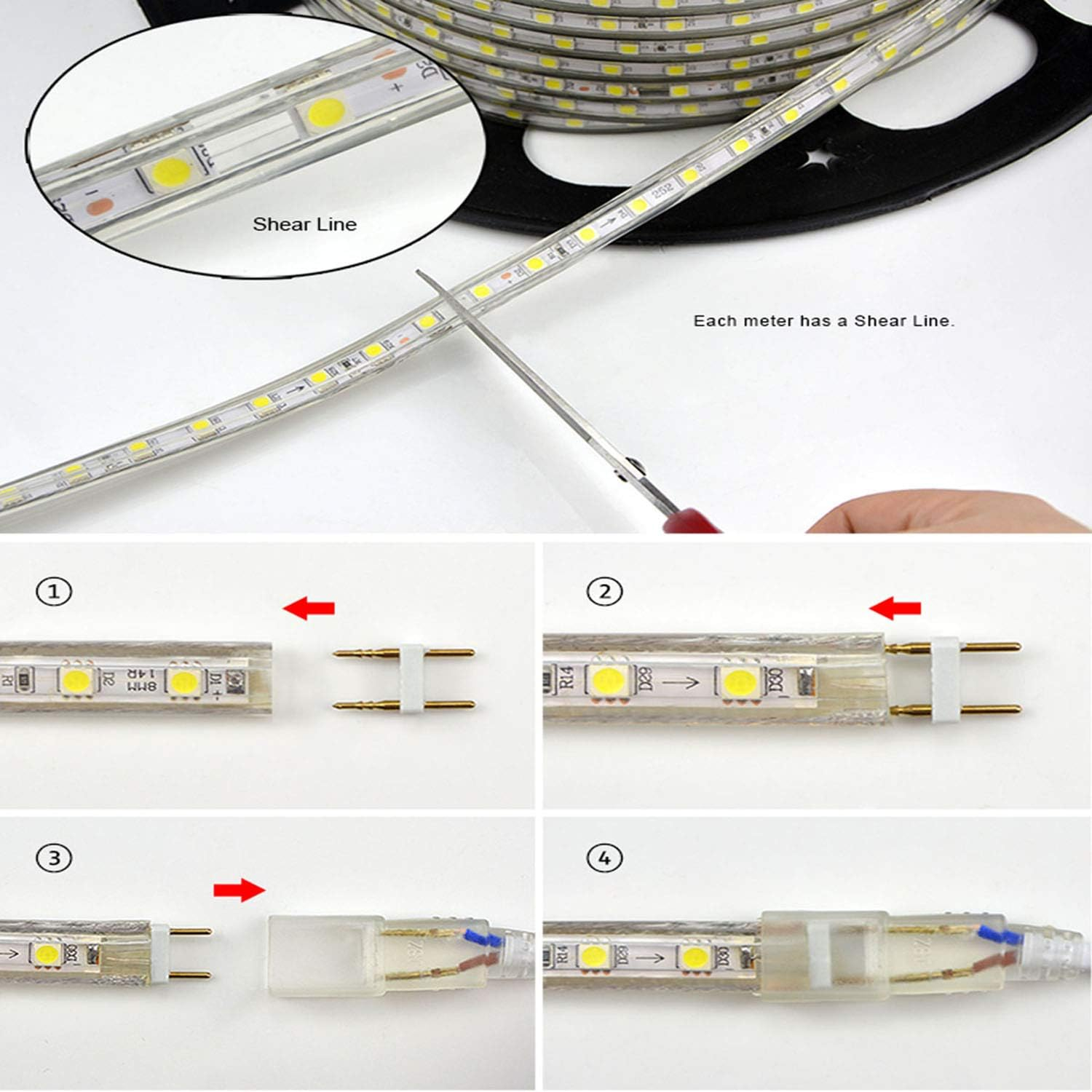 FOLGEMIR 8 M Cold White LED Strip, 220 V 230 V Light Strip, 60 Leds/M Strip, IP65 Light Tube, Mild Backlight image number 2