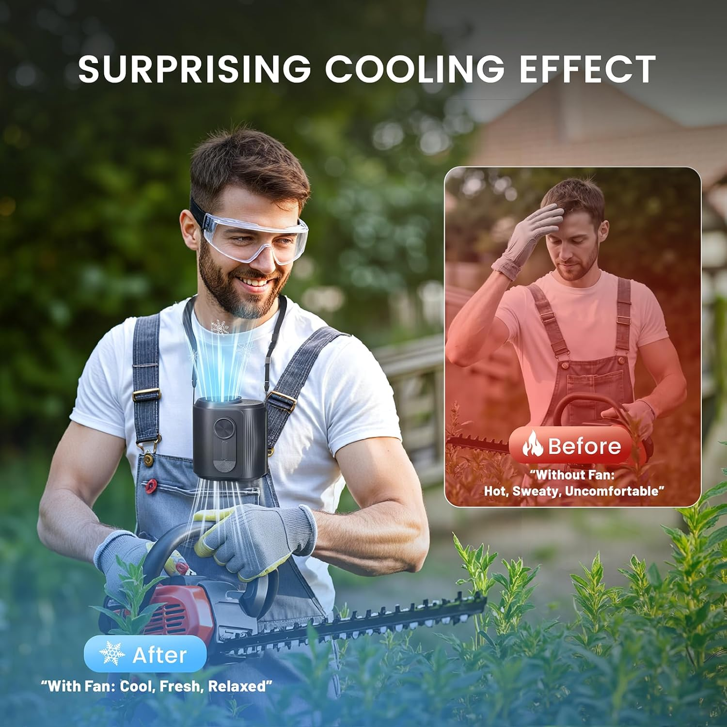 DOLAMOTY Portable Waist Fan - 100 Gear Personal Rechargeable Fans with LED Dispaly, Hands-Free Mini Belt Clip Fan with Powerful Airflow, Wearable Neck Fan for Outdoor, Hiking, Camping, Sports & Travel