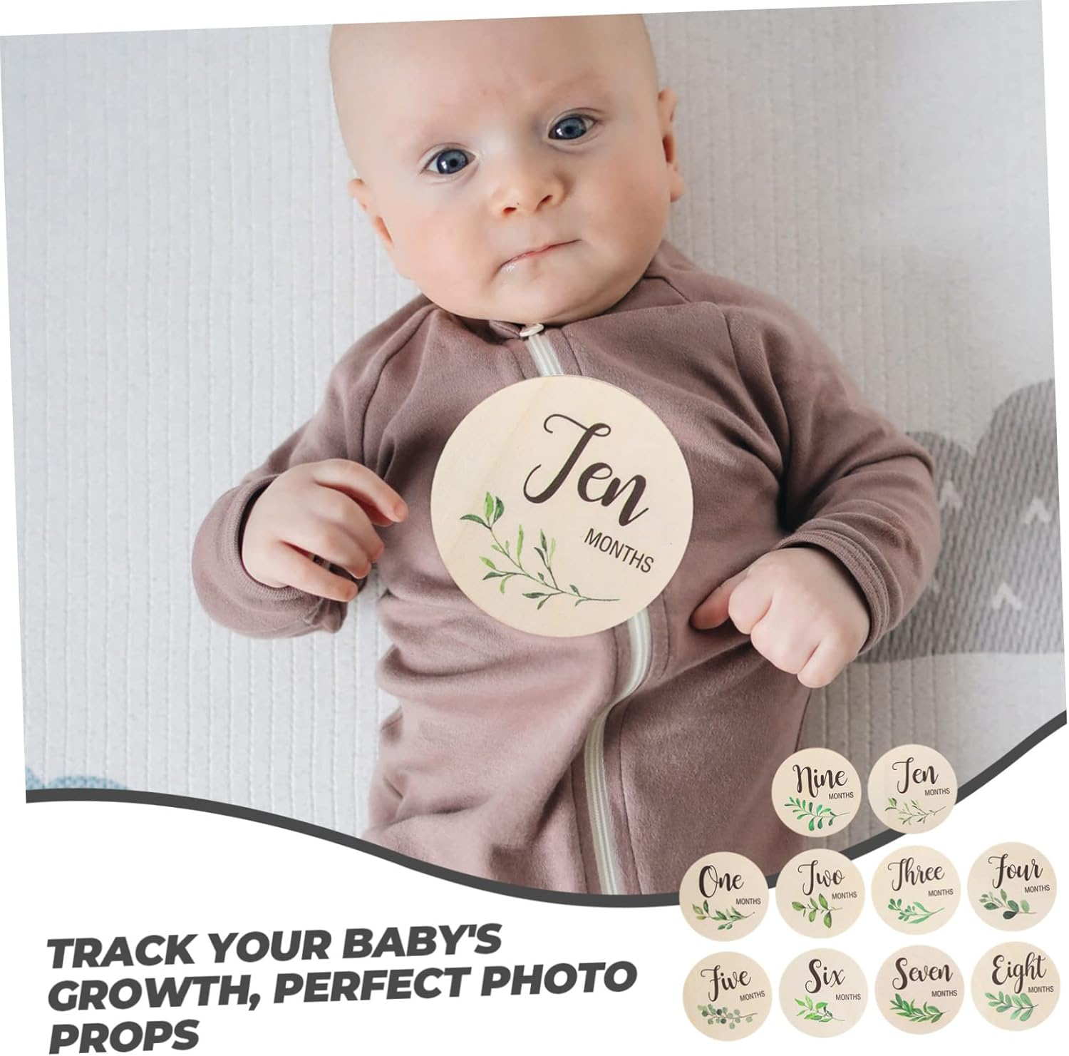 10Pcs Cards Double-Sided round Growth Discs for Newborn Photography Keepsakes for Monthly and Social Media Sharing image number 1