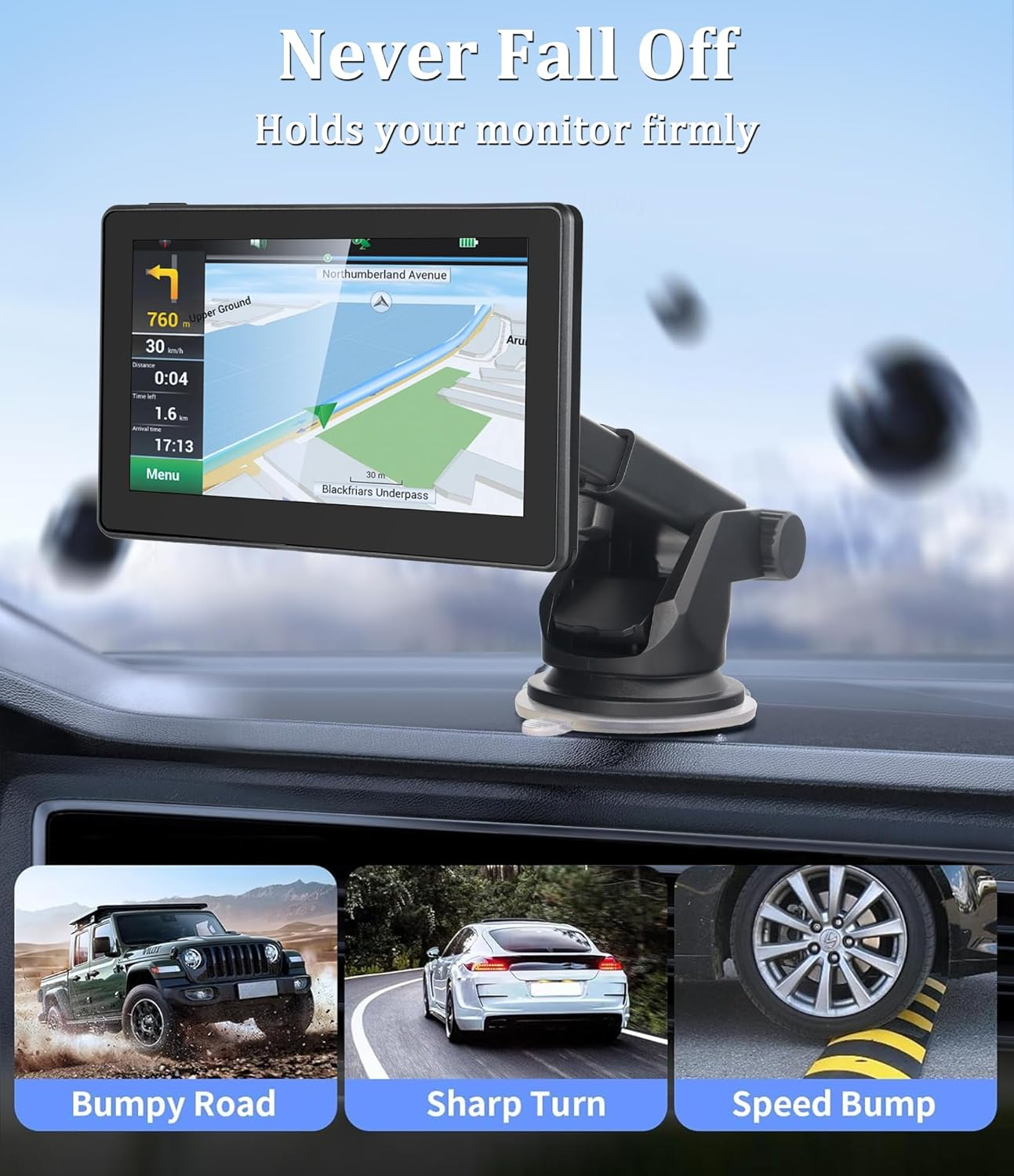 Carplay Mount, Carplay Screen Mount for Carpuride,Car Play Monitor Stand,Universal Dashboard Suction Cup Bracket for Apple Car Play,Portable Stereo Stand,Rear View Backup Camera Monitor Holder image number 3