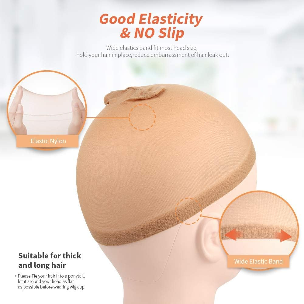DEPHNARSA Stocking Wig Caps, 24 Pieces Stretchy Nylon Wig Caps Stocking Caps for Wigs Wig Caps for Women Men (E-Beige) image number 5