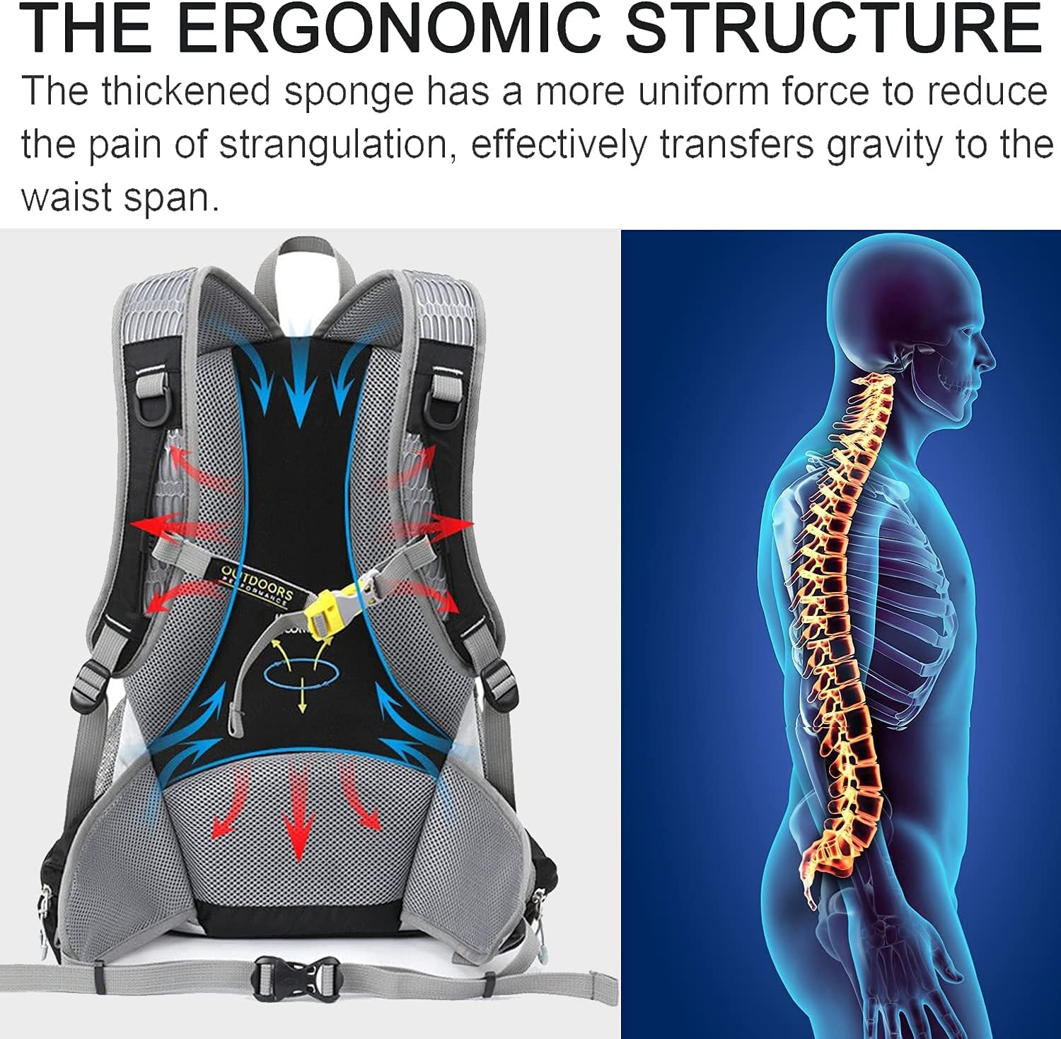 INOXTO Cycling Backpack Lightweight Men Women Outdoor Sports Rucksack for Running, Hiking, Cycling, Camping，Riding - Blue White image number 4