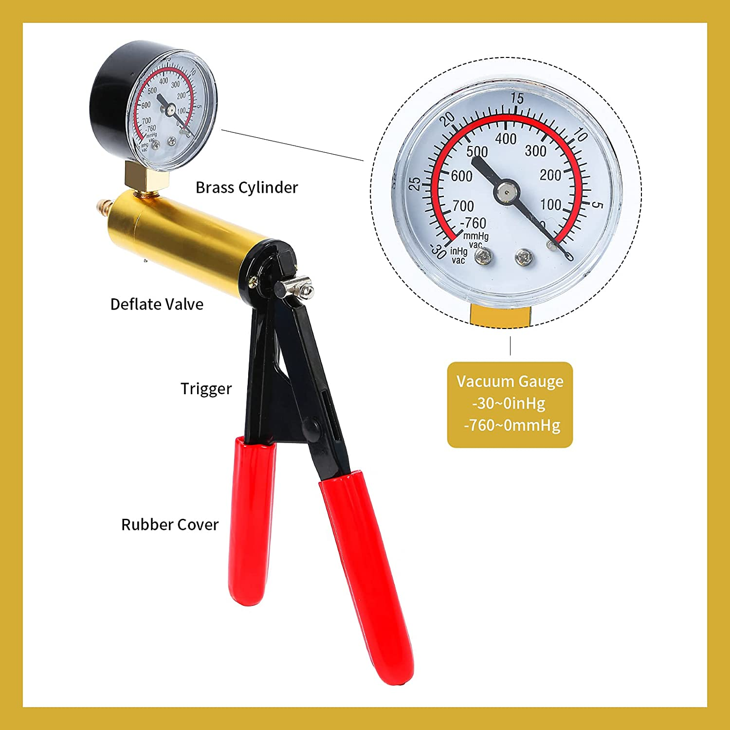 Yonligonju 2 in 1 Handheld Vacuum Pump Brake Bleeder Kit for Motorcycle 16 Pcs Brake System Bleeding Tools with Gauge Adapters Automotive Brake Fluid Bleeding Set for Bike Car Truck (Blue) image number 5