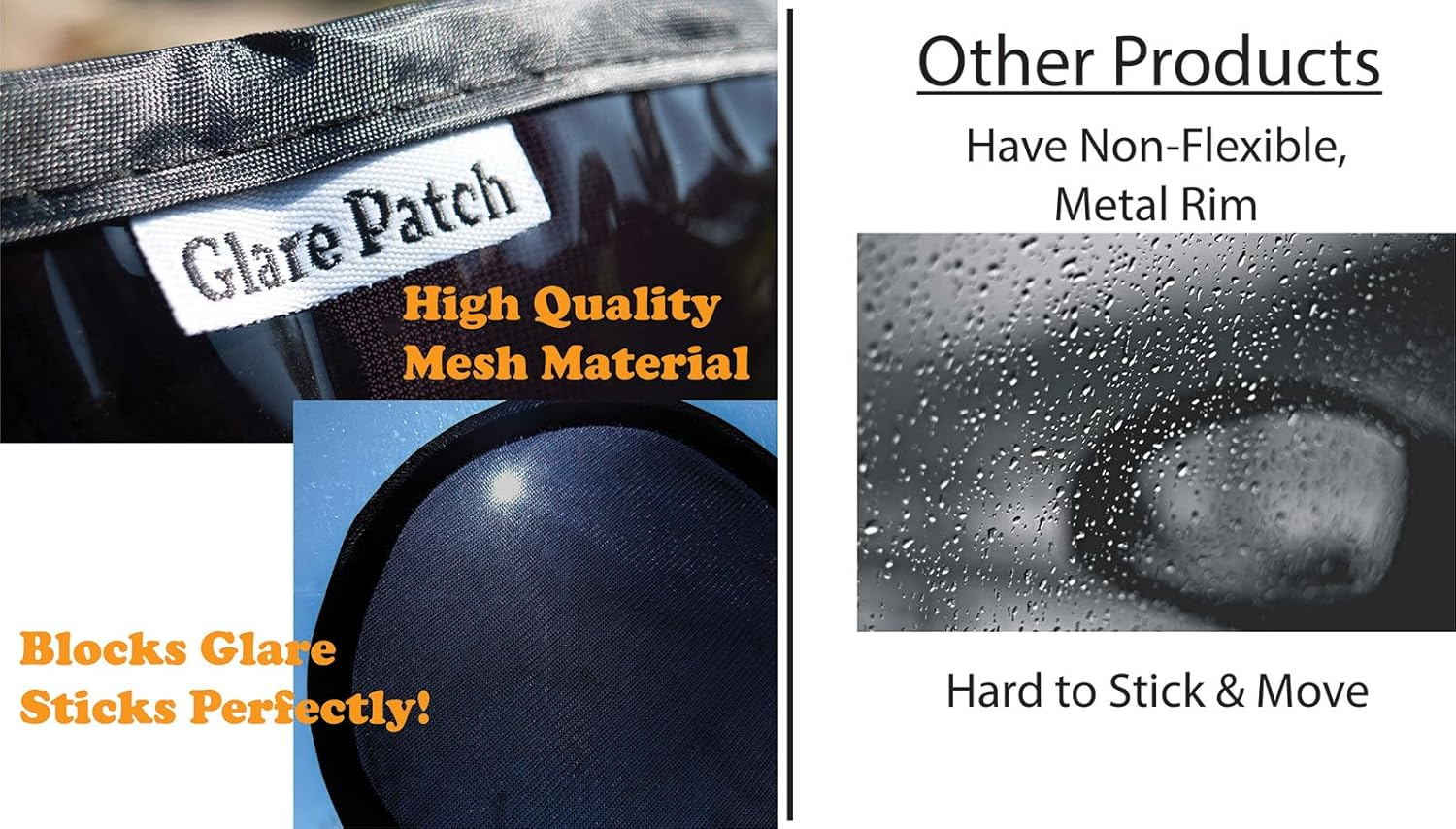 Glare Patch - a Miniature Sunshade! Use to Block Sun and Light Glare While Driving in Your Car. Pack of 2 with Included Case