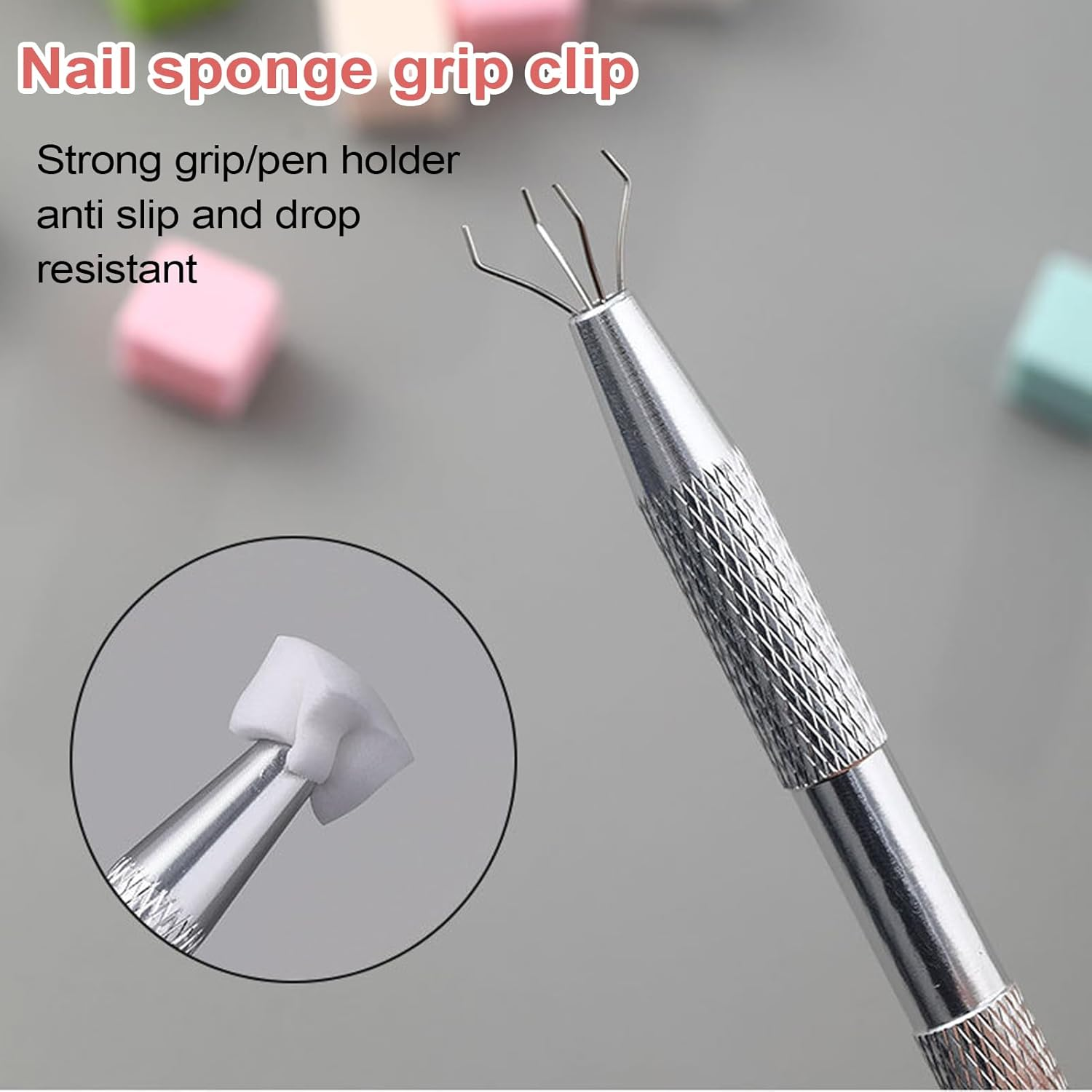 Nails Art Spong - 200-Pieces Nail Sponges with Metal Grabber | Ombreenails Design | Beauty Salon Tool for Making Gradient Nails Art Pattern, Manicure image number 5