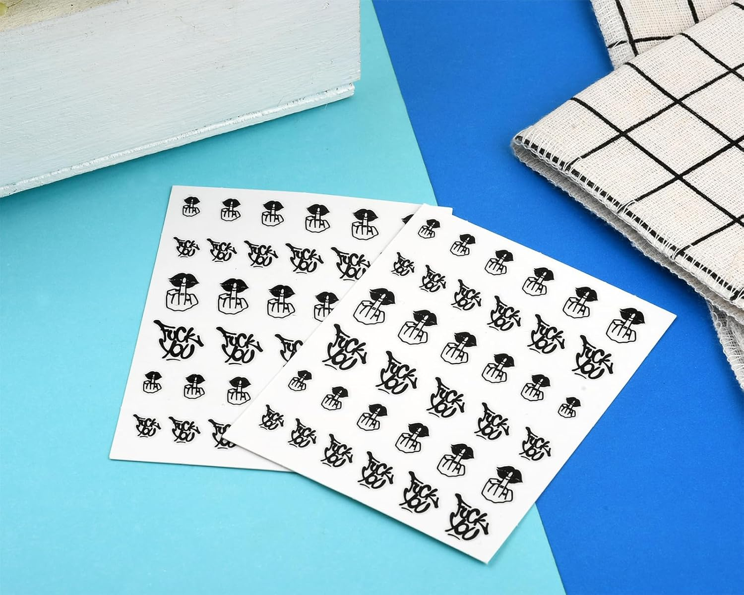 DS. DISTINCTIVE STYLE Middle Finger Nail Art Stickers 4 Sheets of Self-Adhesive Nail Decals 2 Styles X 6 Sizes Sticker Decal for Nail Designs image number 4