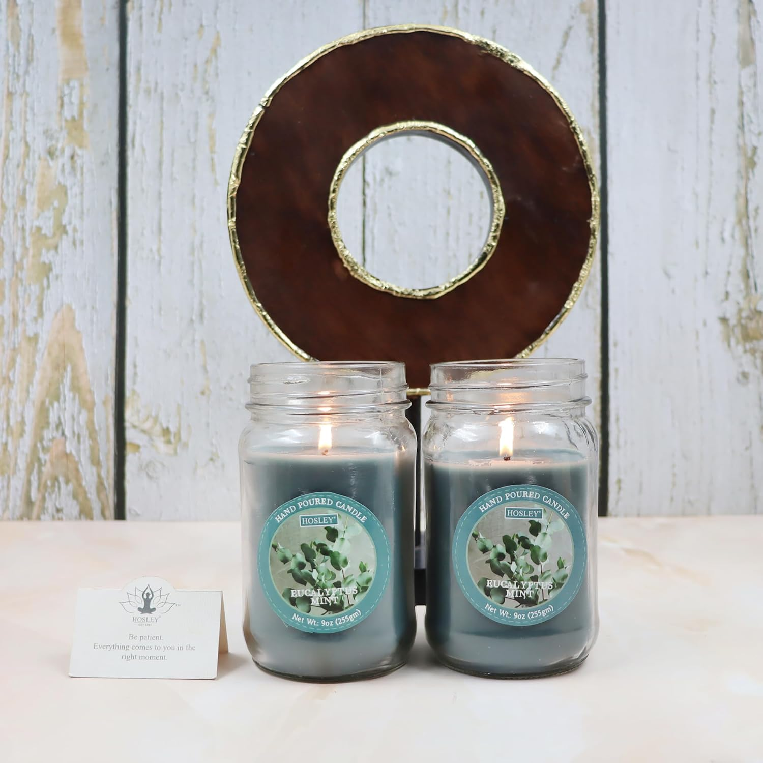 Hosley&reg; 9Oz Eucalyptus Mint Scented Classic Clear Fragrance Jar Candle Large Jar Single Wick Candle, over 55 Hours of Burn Time (Pack of 2) image number 5