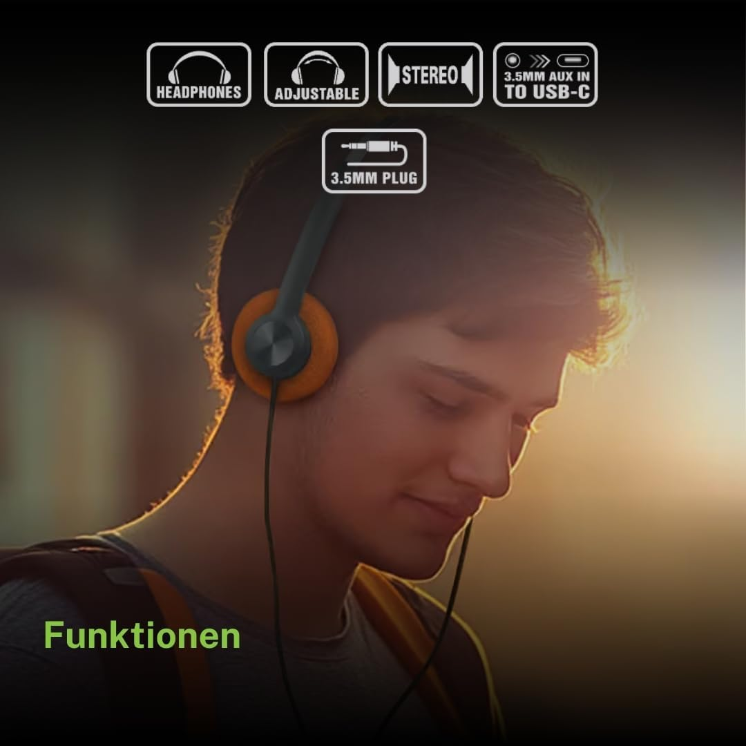 Muse M-206 CF Stereo Headphones | 3.5 Mm Jack with USB-C Adapter | Lightweight Design with Adjustable Metal Headband & 30 Mm Drivers | Retro Style Headphones image number 3