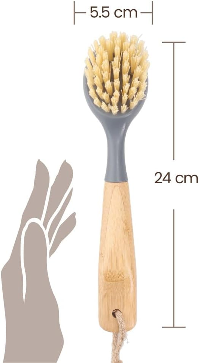 White Magic Eco Basics Cast Iron Brush &ndash; Ergonomic Bamboo Handle | Tough Nylon Bristles & Scraper Edge for Burnt-In Residue | Ideal for Cast Iron Cookware, Pots & Pans | Eco-Friendly Recycled Plastic image number 4