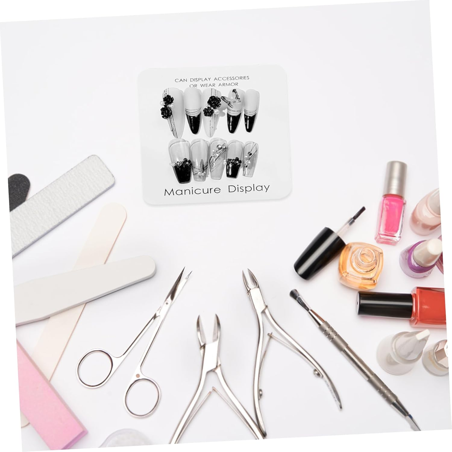 PENIKOKO 40Pcs Nail Art Display Cards for Nail Business Supplies with Random Text Suitable for Manicure Tools
