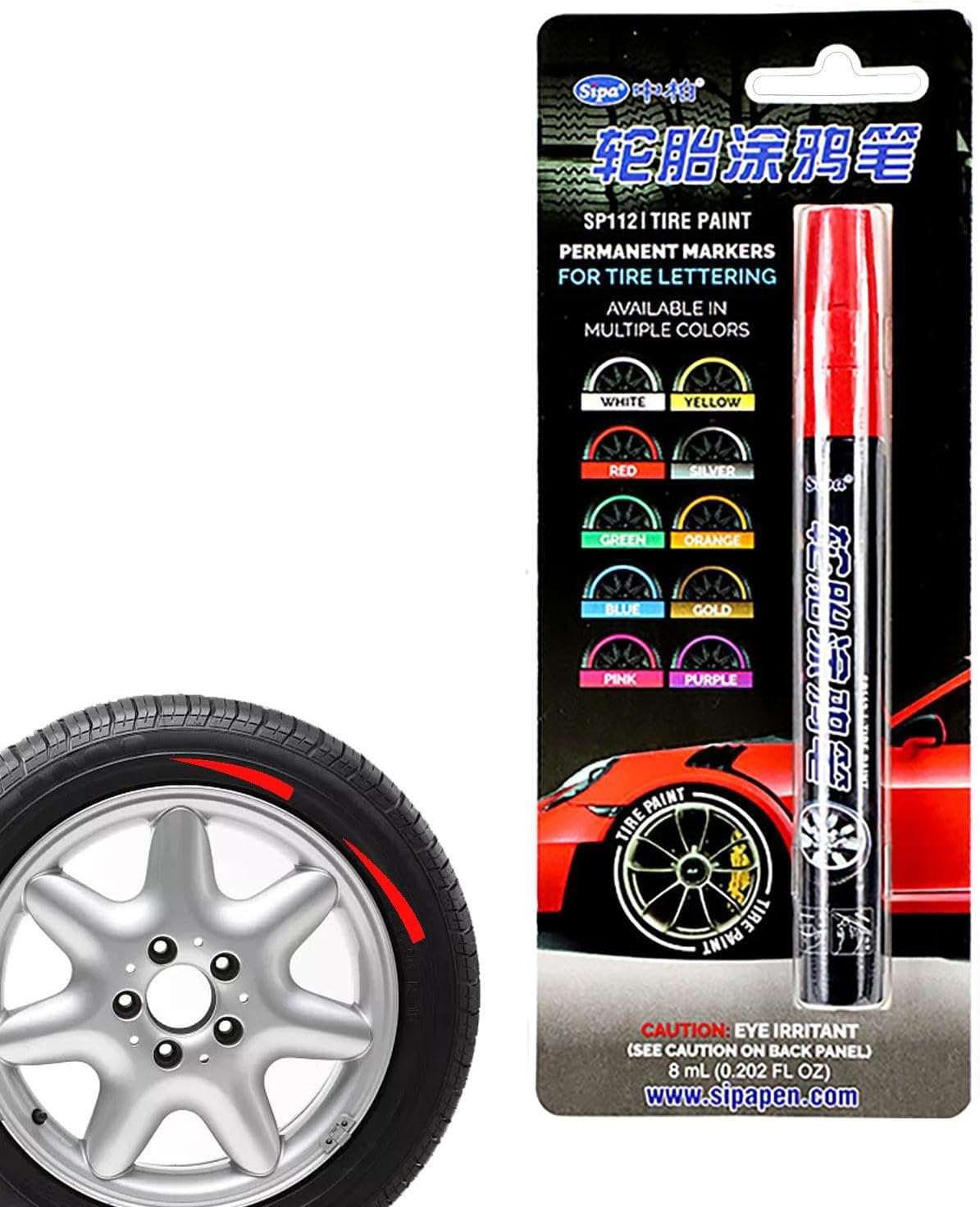 Tire Paint Pen - Waterproof Marker, Auto Wheel, Smooth Ink | Quick Dry Paint Pen, Multi Color Tool (For Tires, Glass, Stones, Canvas Shoes, Outdoor Courtyard Projects) image number 4