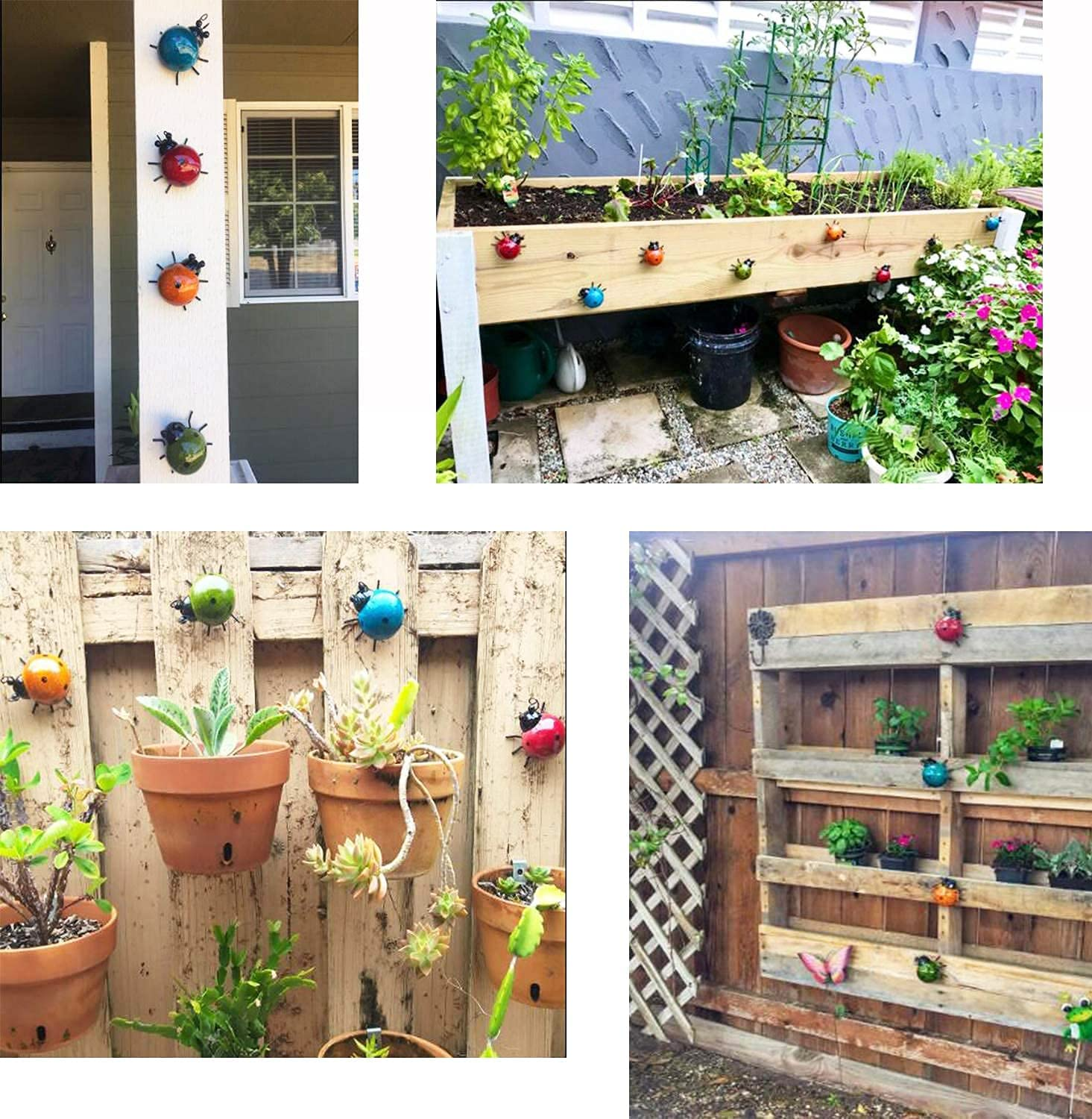 GIFTME 5 Metal Garden Wall Art Decorative Set of 4 Cute Ladybugs Outdoor Wall Sculptures image number 5