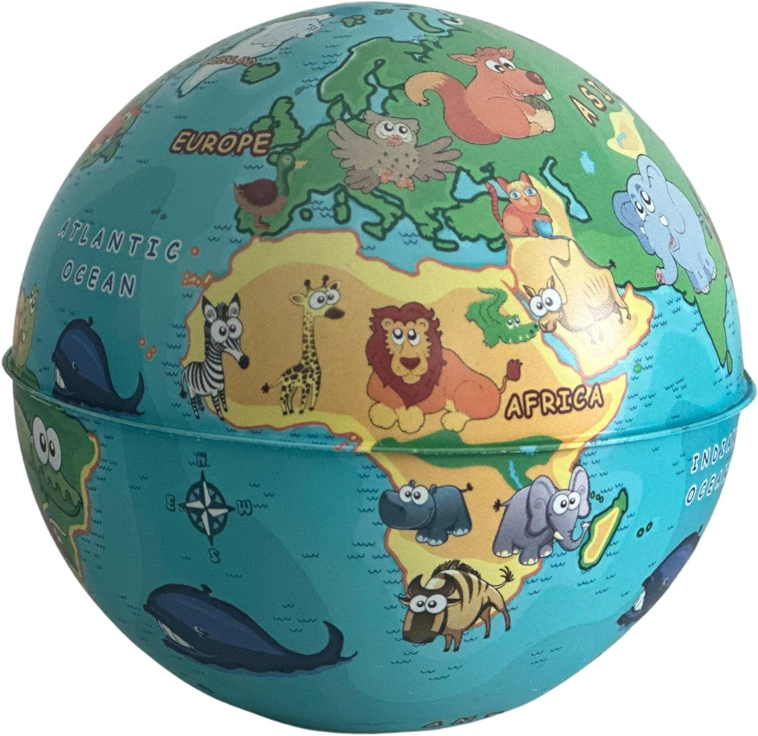 EXERZ 10Cm Mini Globe (Wildlife) with Money Box Built-In - English Card
