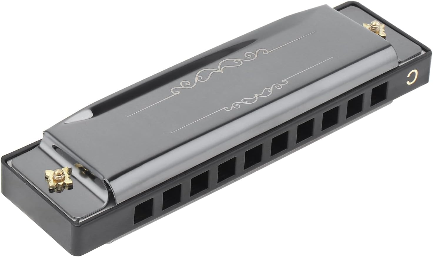 Origlam Blues Harmonica Harp Mouth Organ, 10 Holes C Button Harmonica for Beginners Friends Adults image number 3