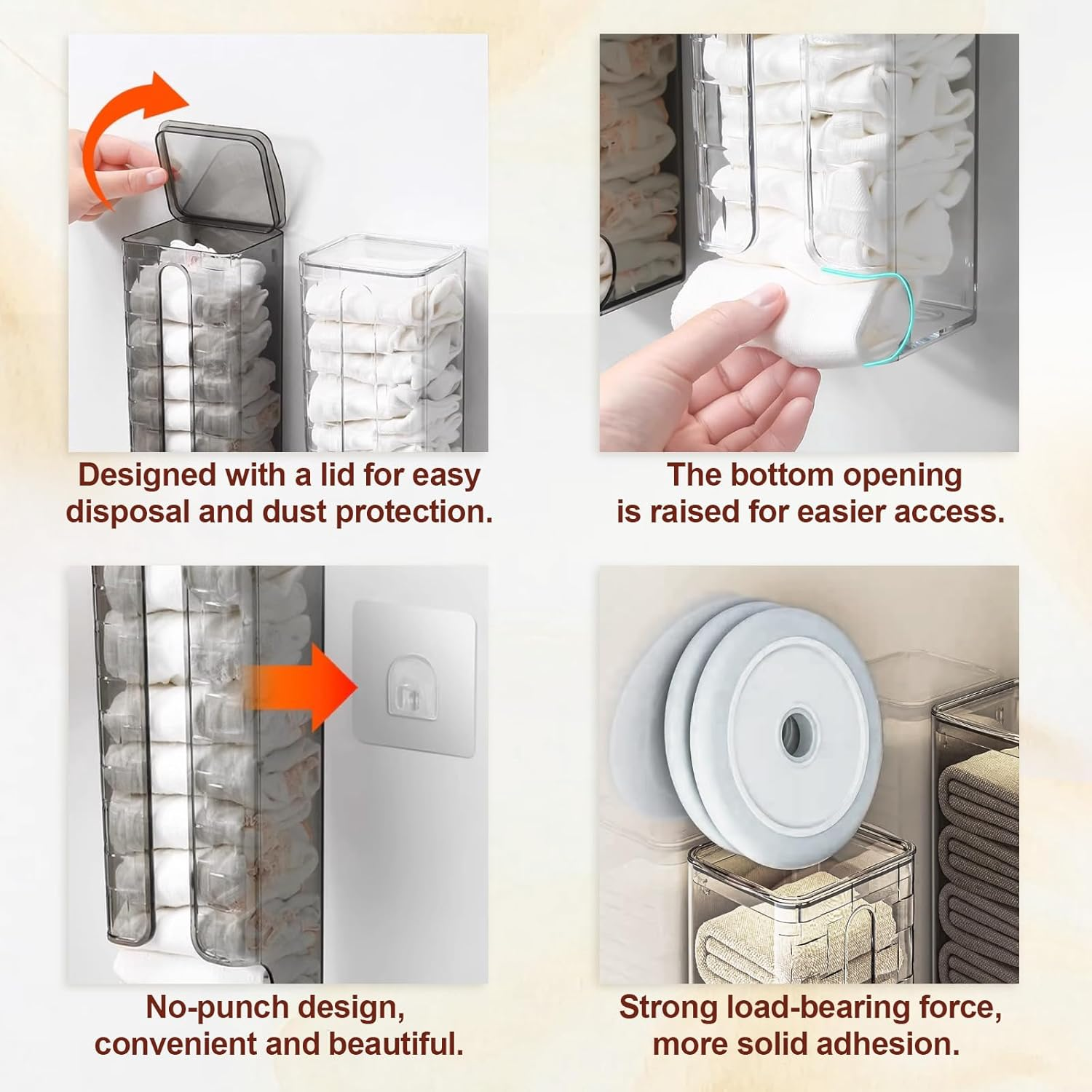 DIYJEP Pack of 2 Socks Underwear Hanging Organiser, Wardrobe Organiser for Hanging, Multifunctional Bin Bag Dispenser Storage Box with Lid for Clothes, Rubbish Bags, Paper Towels image number 6