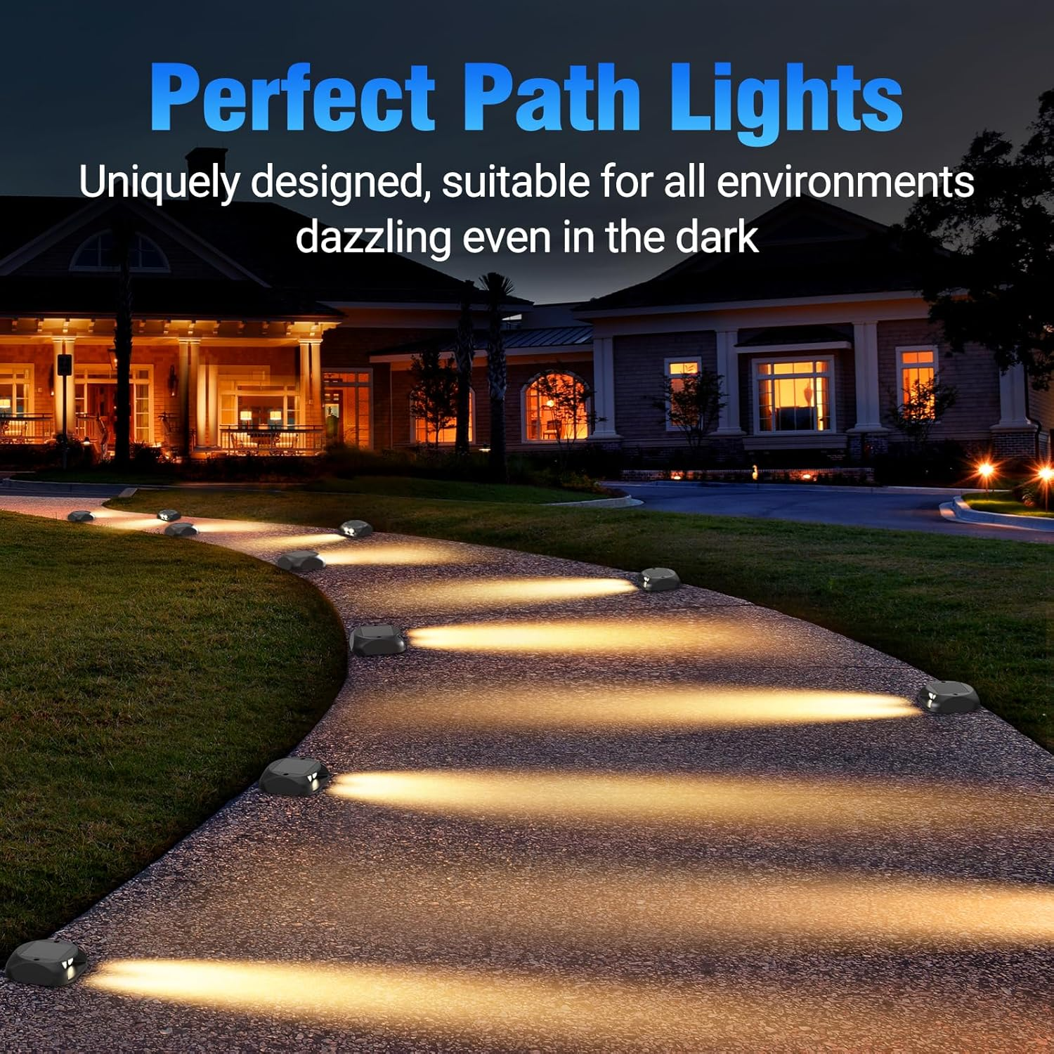 Quntis Solar Decking Lights 4 Pack, Warm White Solar Ground Light IP65 Waterproof, Pressure Resistant 3 Tons Driveway Dusk to Dawn Stair Lights for Lawn Patio Walkways Sidewalk Front Door Driveway image number 6