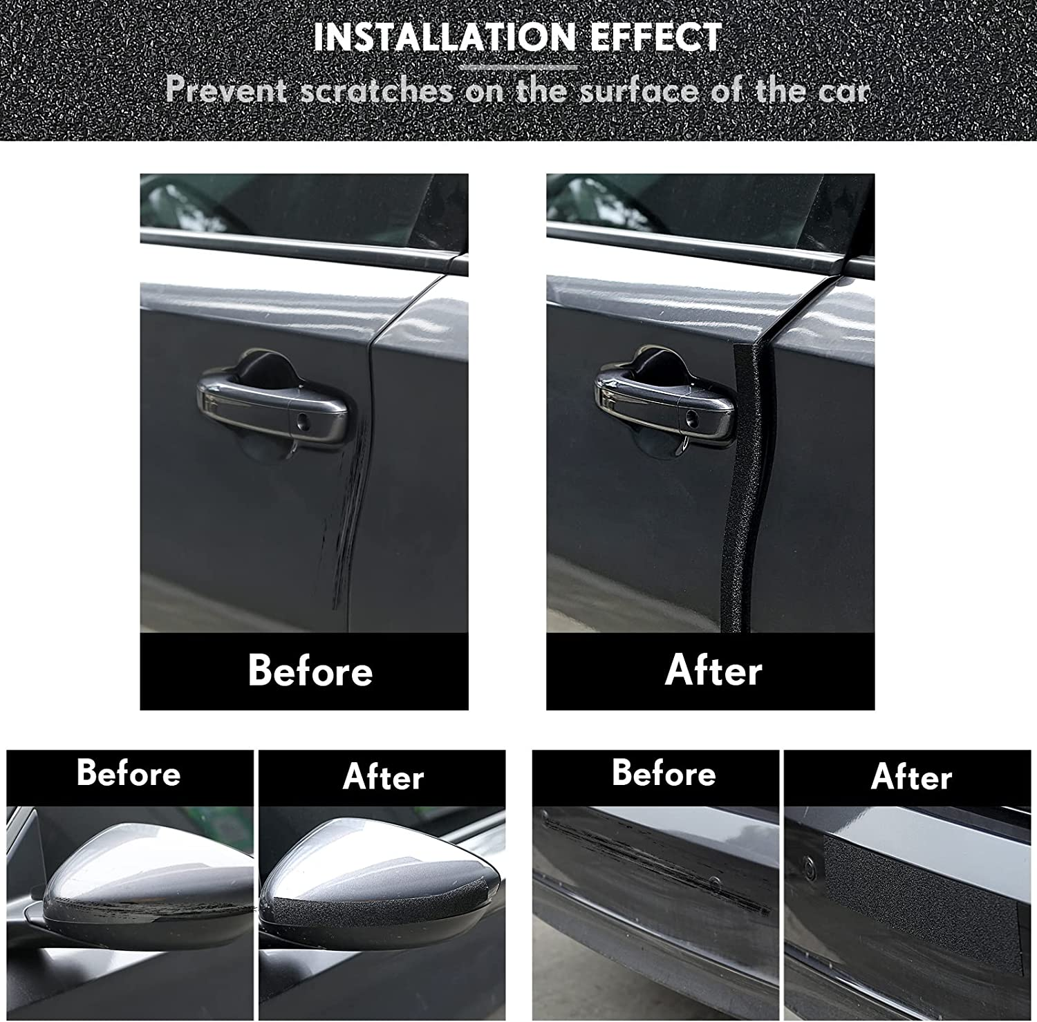 Frienda Car Door Edge Guards Door Sill Protector Automotive Entry Guard anti Collision Scuff Sill Trim Protection Strips for Most Cars Vehicles Accessories(2 Inch Wide, 16.4 Feet,Black) image number 4