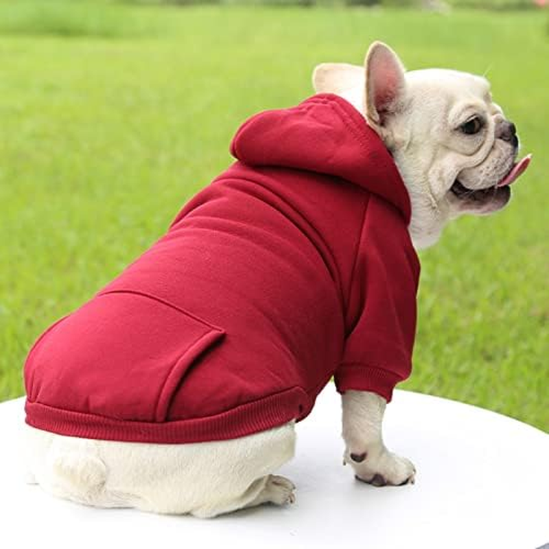 Dog for Small Dogs Dog Hoodie Soft Clothes Outdoors with Pocket Dog Hoodie for Small Dogs Puppy Pet Clothing (Wine Red, S) image number 3