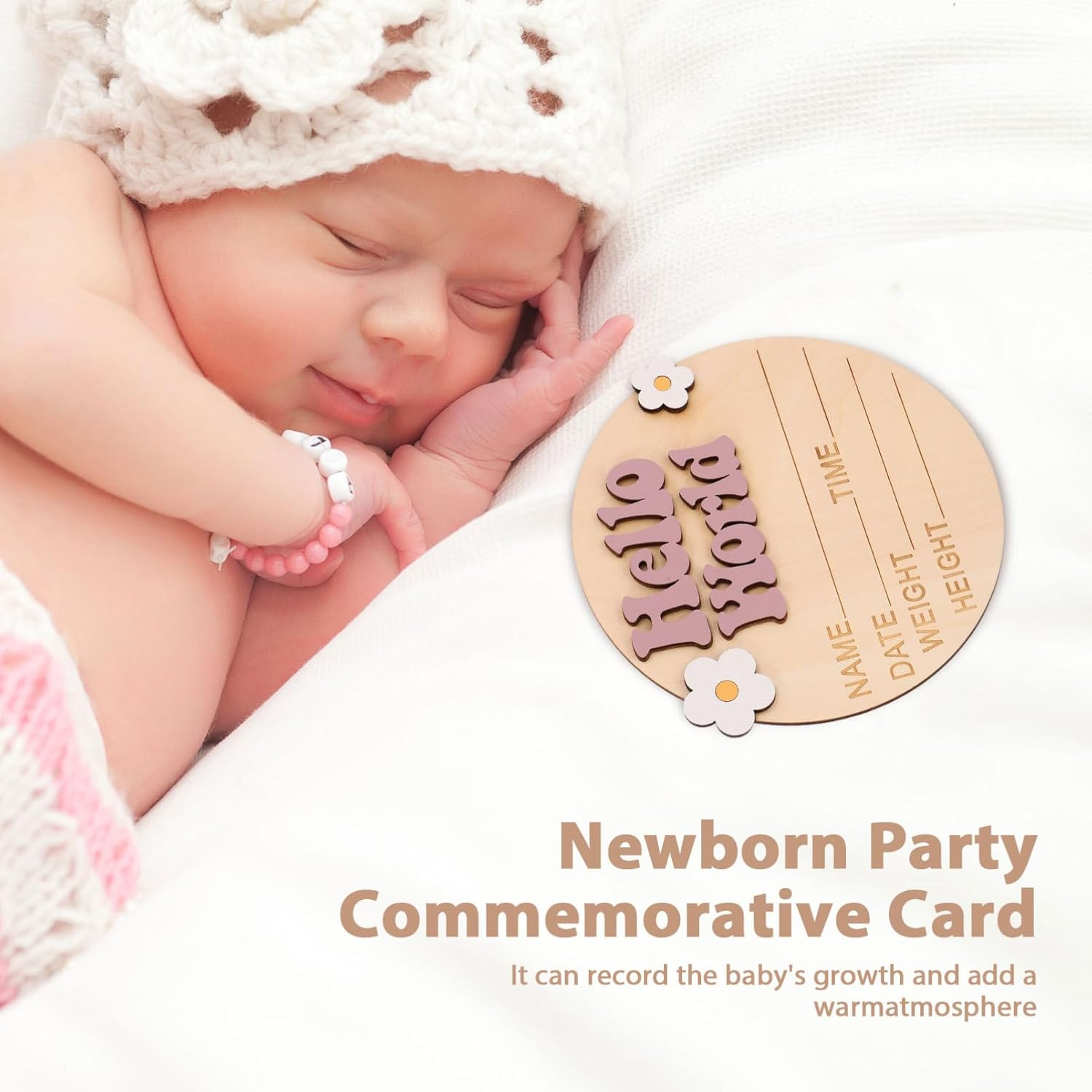 Abaodam Growth Commemorative Card Name Sign for Newborn Party Birth Announcement Milestone Cards Nursery Wall Stickers Born Accessories for Photo Prop