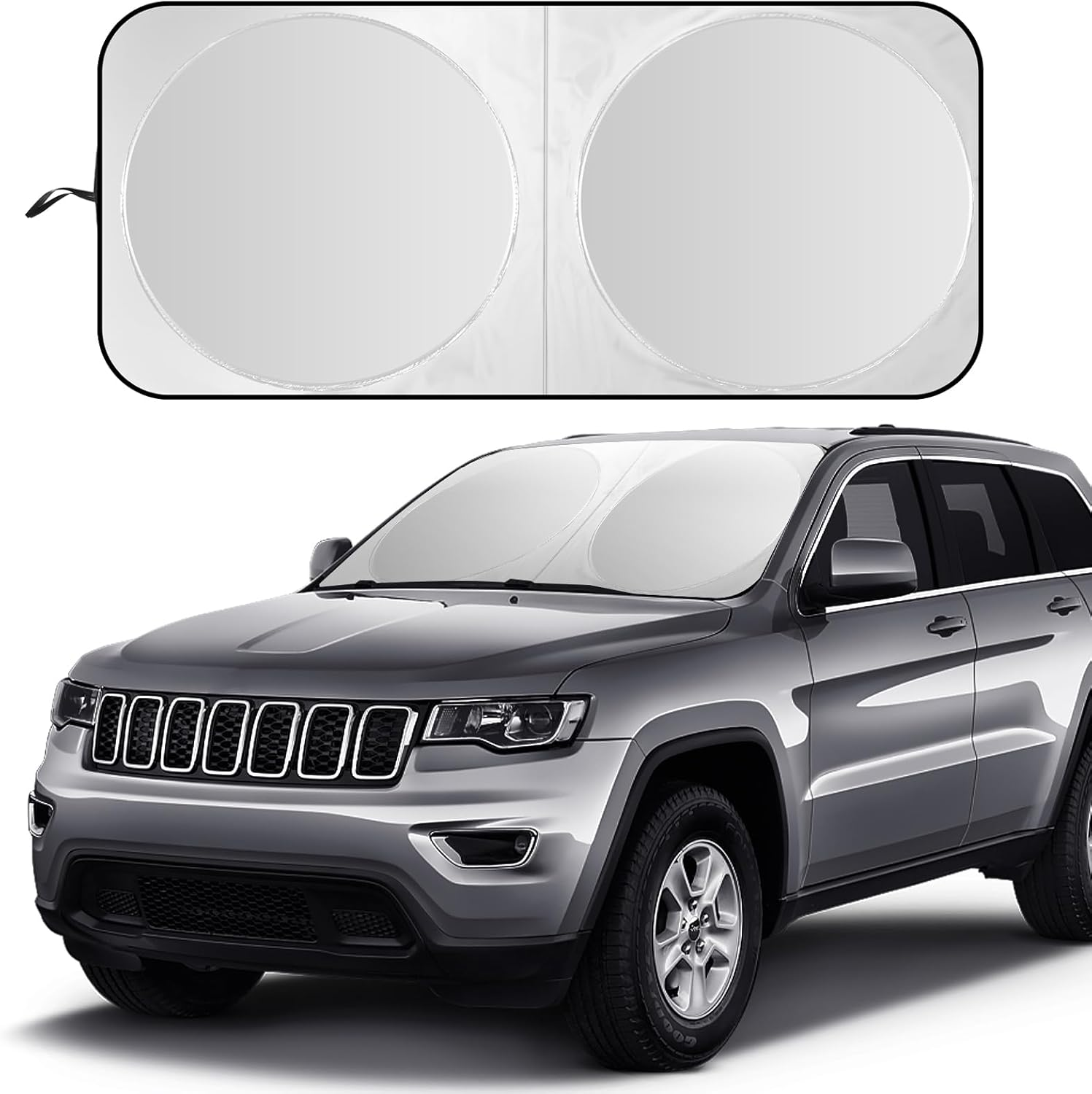 Car Windshield Sun Shade, Foldable Car Sun Shade Cover Front Windshield Sun Protector from UV Rays Sun Auto Interior Protection for Cars, Suvs, Truck image number 4