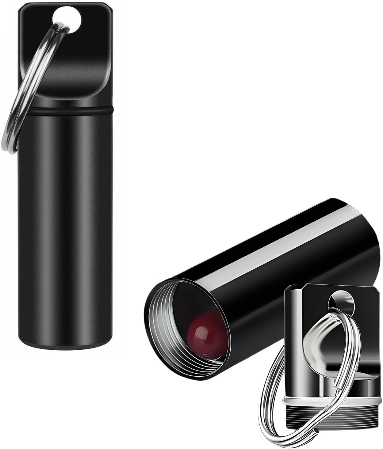 Aluminum Pill Organizer, Mini Pll Box, Bottle Keyring Stash Waterproof Medicine Oragniser (Black)