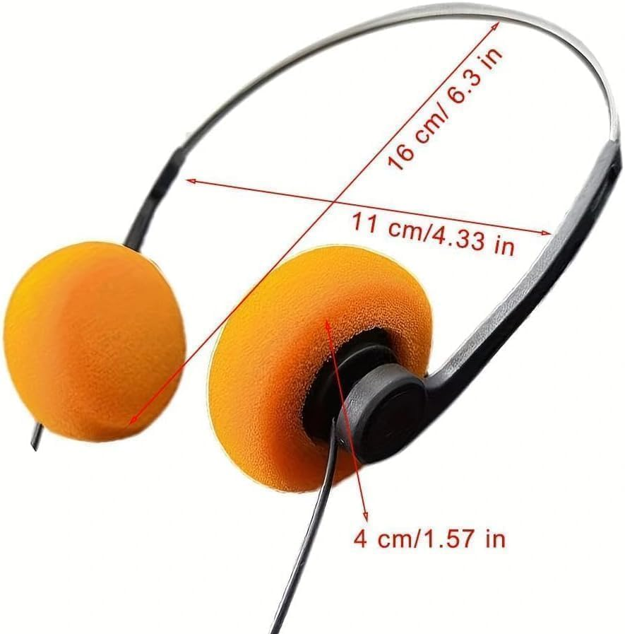 Wwyan 2Pcs Orange Retro Over-Ear Headphones,Wired Stereo Headphones, Hifi Stereo Sound, Lightweight Portable with Adjustable Headband, Comfortable Headset for Travel & Daily Use image number 2